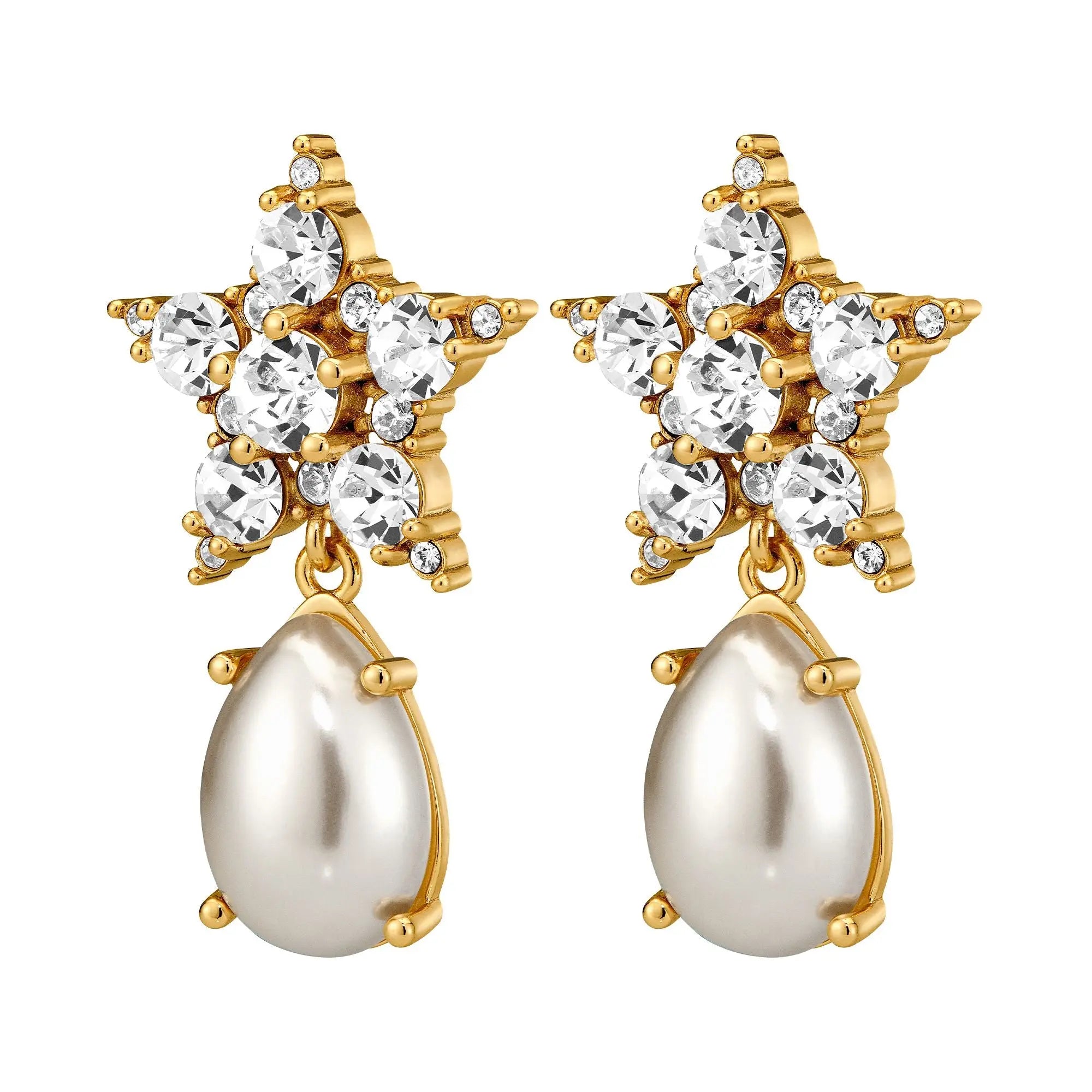Hydra Gold Earrings - Crystal / White Pearl Dyrberg/Kern NZ