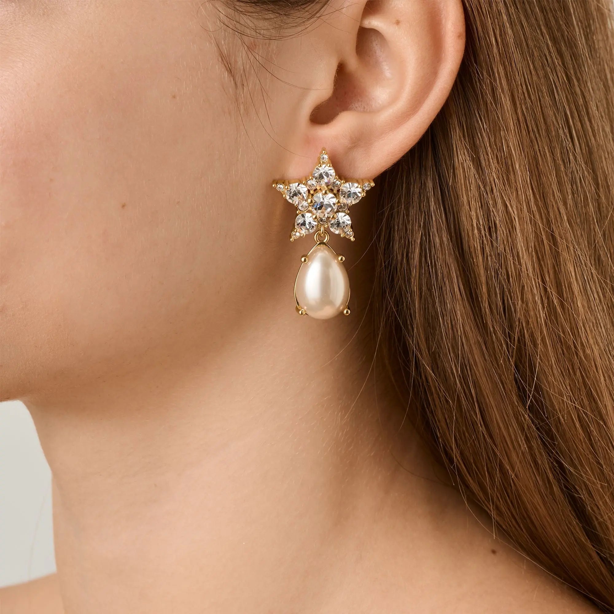 Hydra Gold Earrings - Crystal / White Pearl Dyrberg/Kern NZ