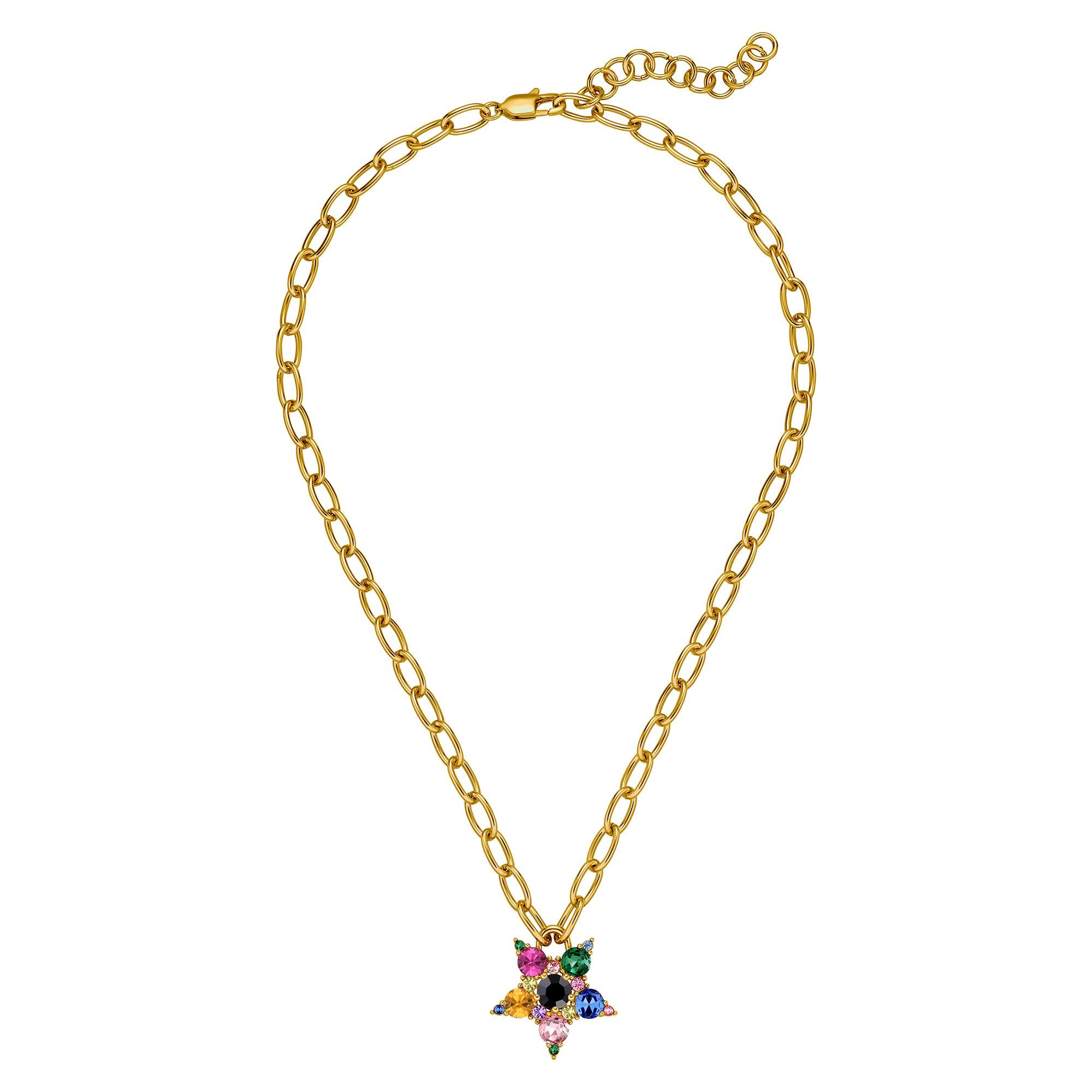 Sagitta Gold Necklace - Rainbow