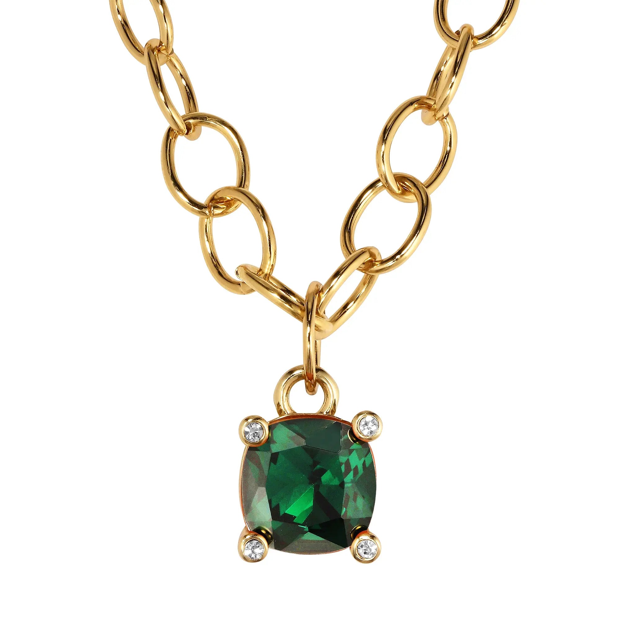 Ramina Gold Necklace - Emerald Green Dyrberg/Kern NZ