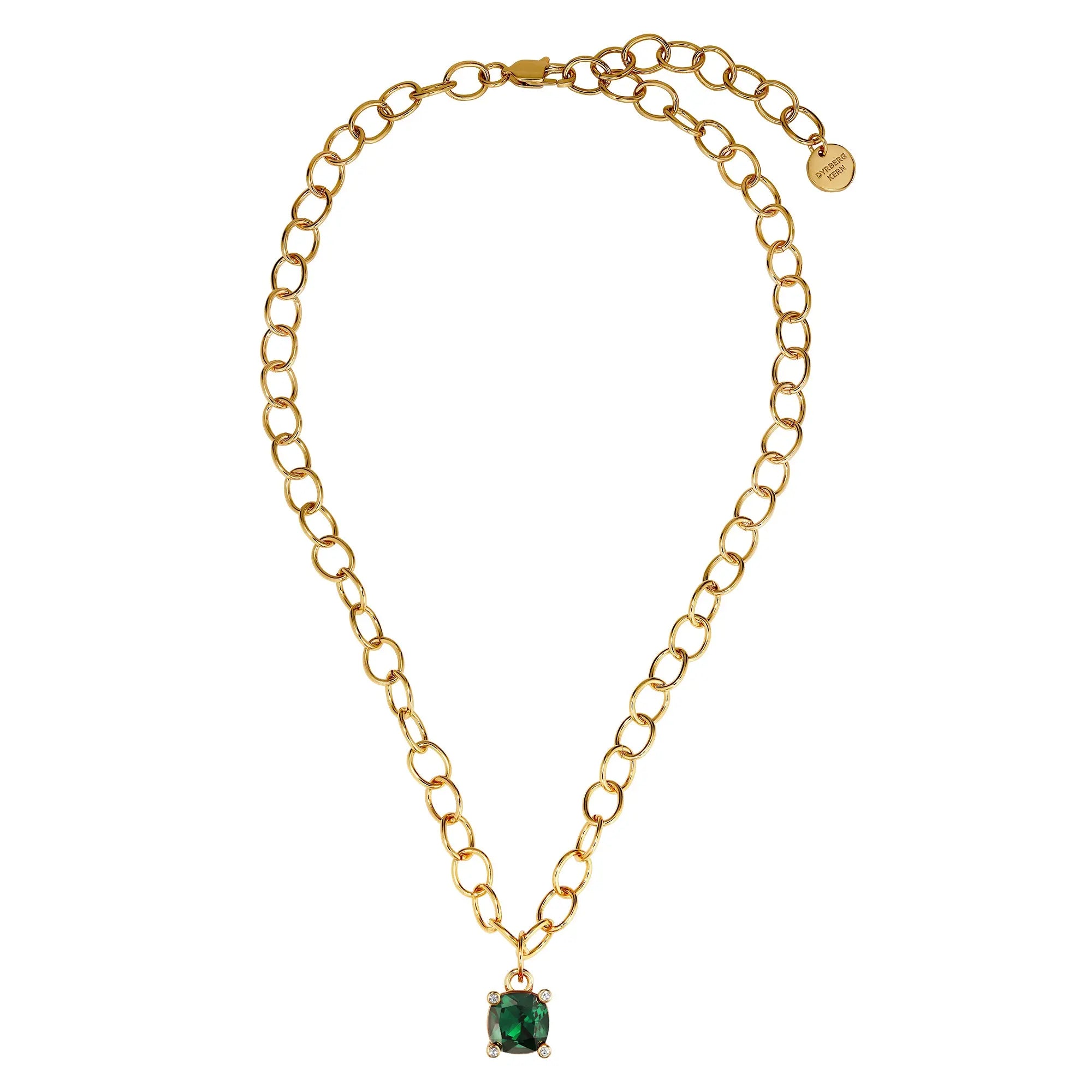 Ramina Gold Necklace - Emerald Green Dyrberg/Kern NZ