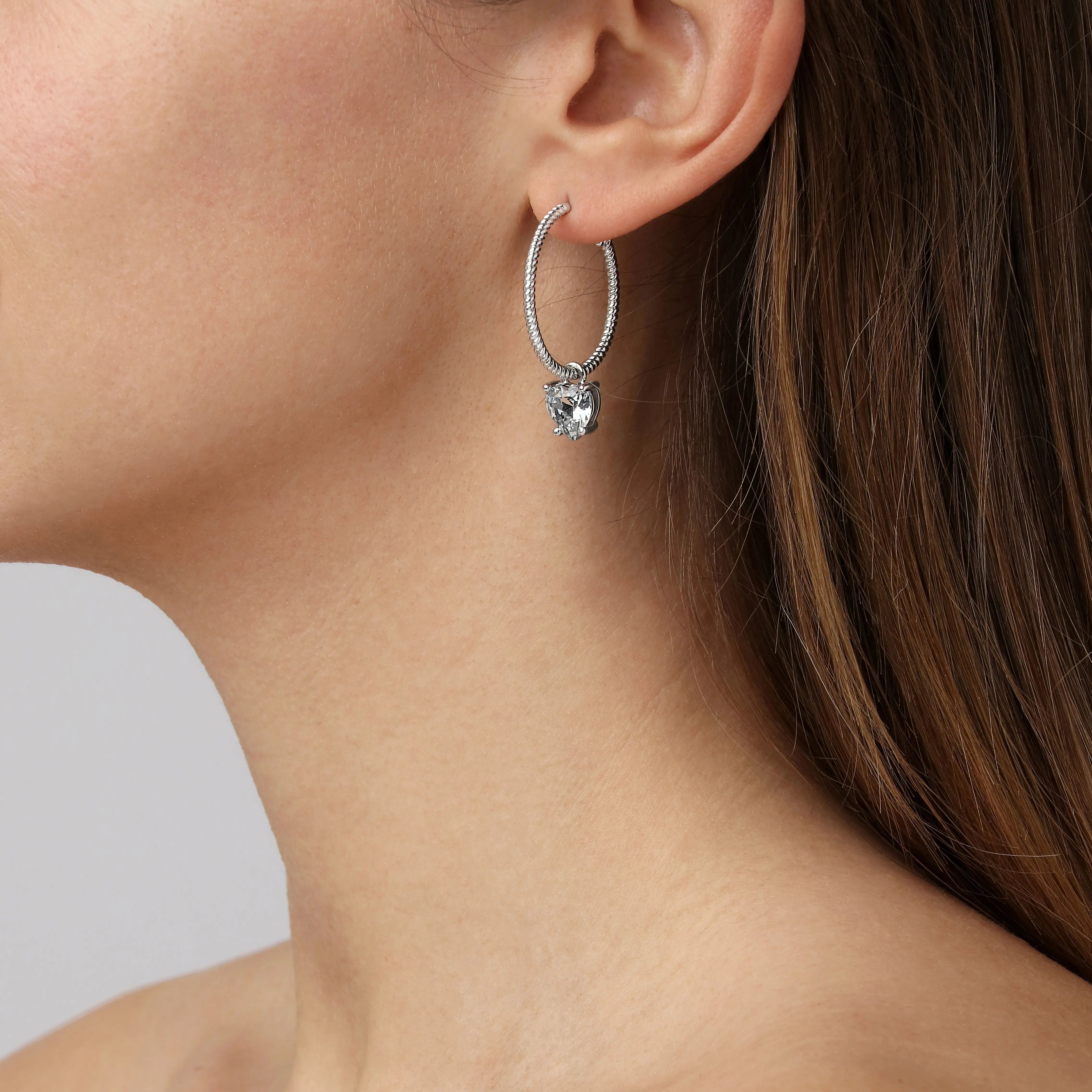 Elana Shiny Silver Hoop Earrings, Crystal Dyrberg/Kern NZ