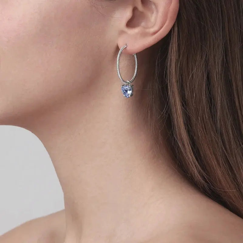 Elana Shiny Silver Hoop Earrings, Light Blue Dyrberg/Kern NZ