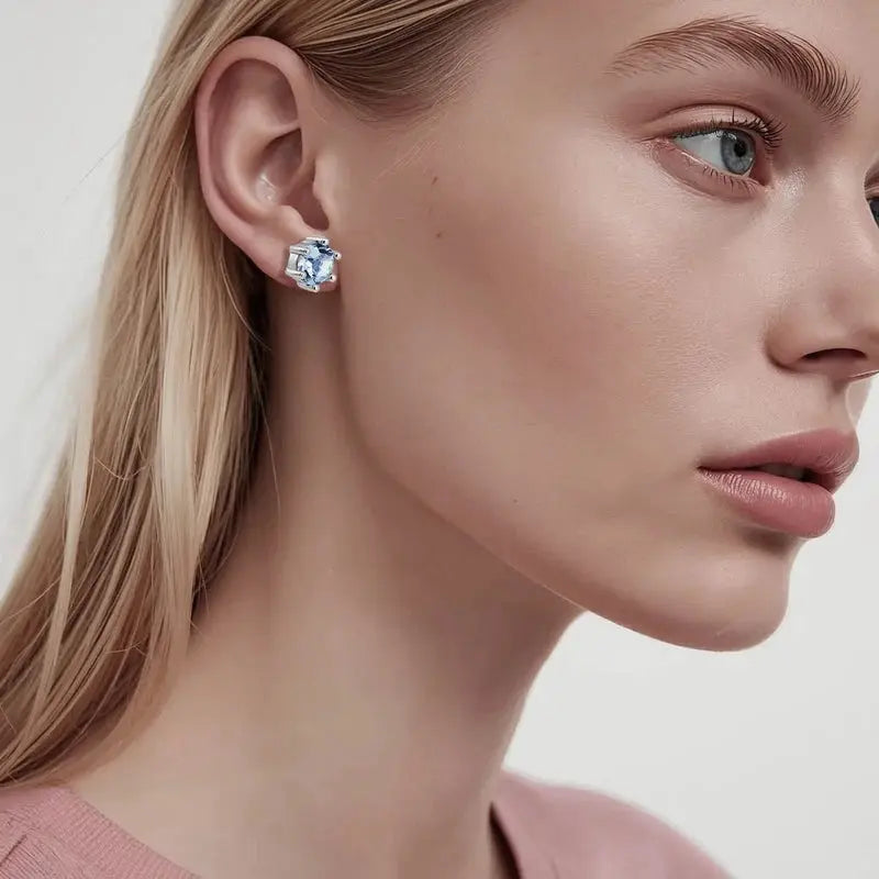 Craze Shiny Silver Stud Earrings, Light Blue Dyrberg/Kern NZ