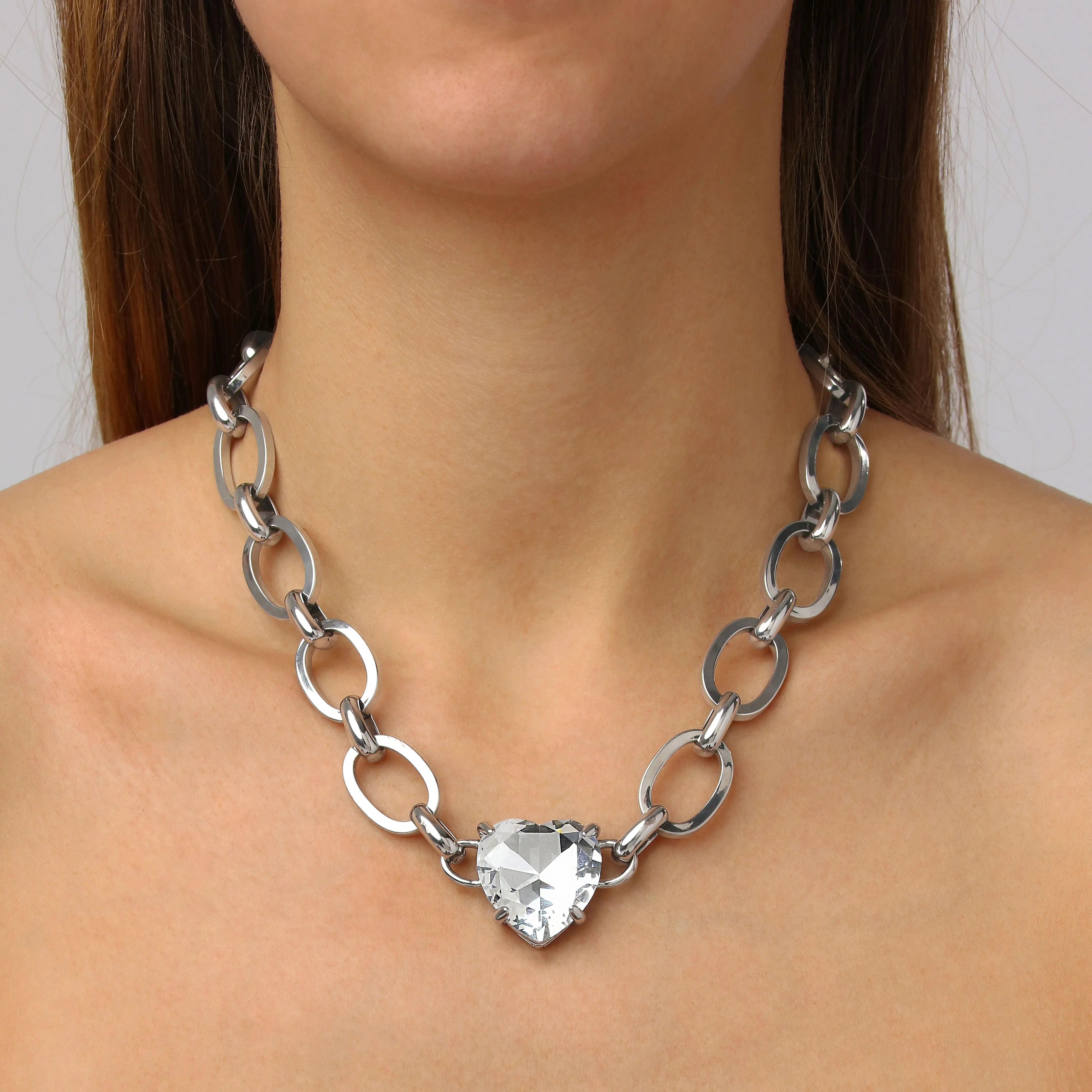 Braze Shiny Silver Necklace, Crystal Dyrberg/Kern NZ