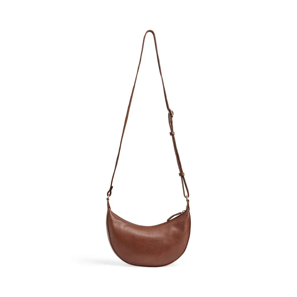 Cognac Coloured Leather Crossbody Bag