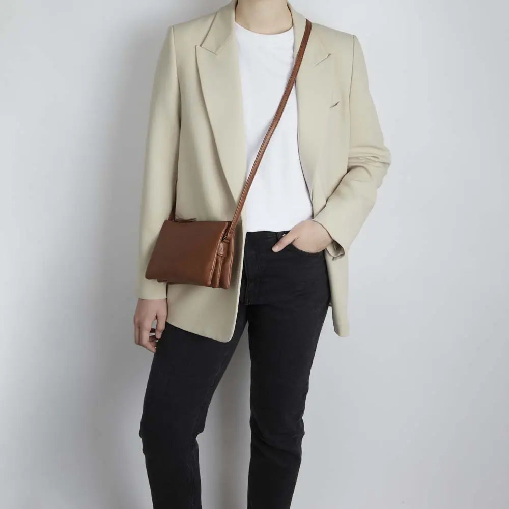 Chestnut Coloured Leather Crossbody Bag