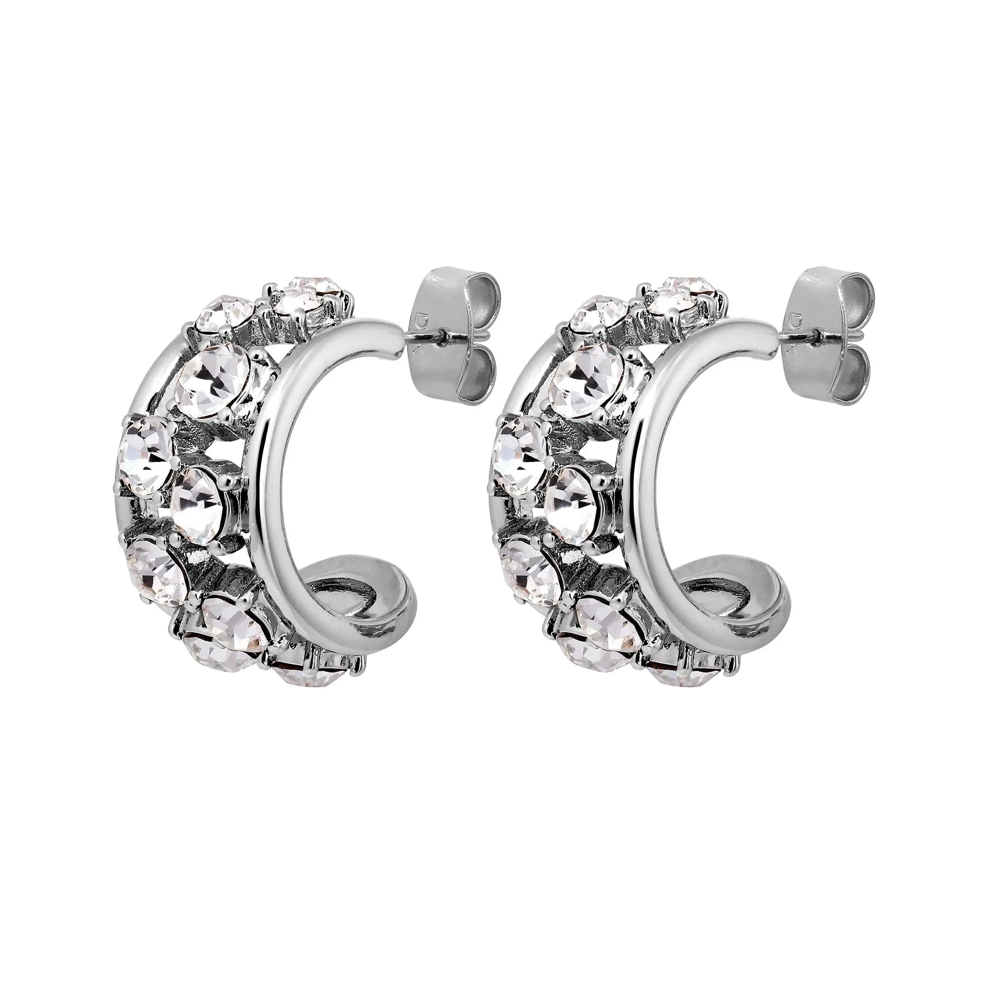 Astor Shiny Silver Hoop Earrings, Crystal Dyrberg/Kern NZ
