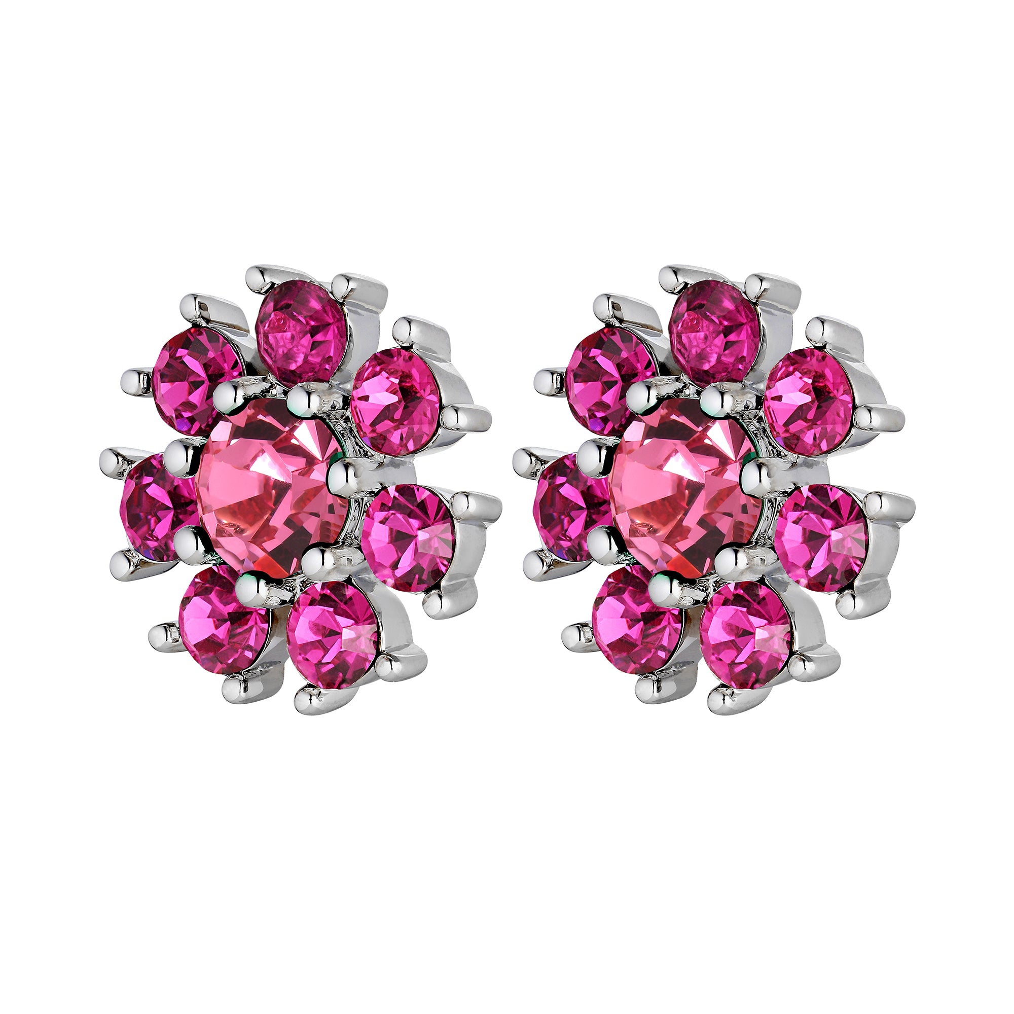 Aude Shiny Silver Earrings - Pink