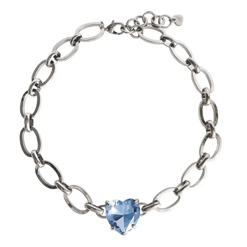 Braze Shiny Silver Necklace, Light Blue Dyrberg/Kern NZ