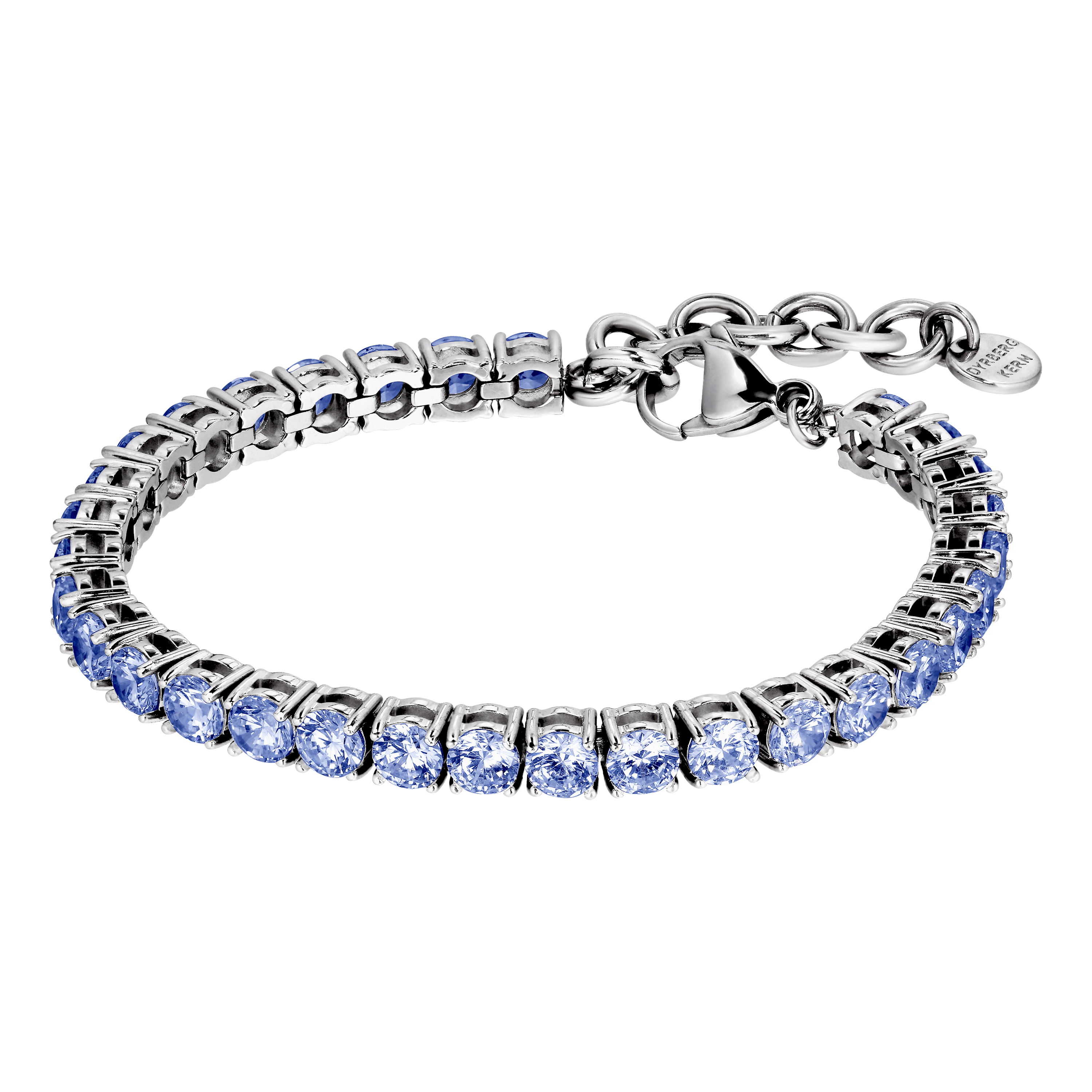 Cobra Shiny Silver Tennis Bracelet, Light Blue Dyrberg/Kern NZ