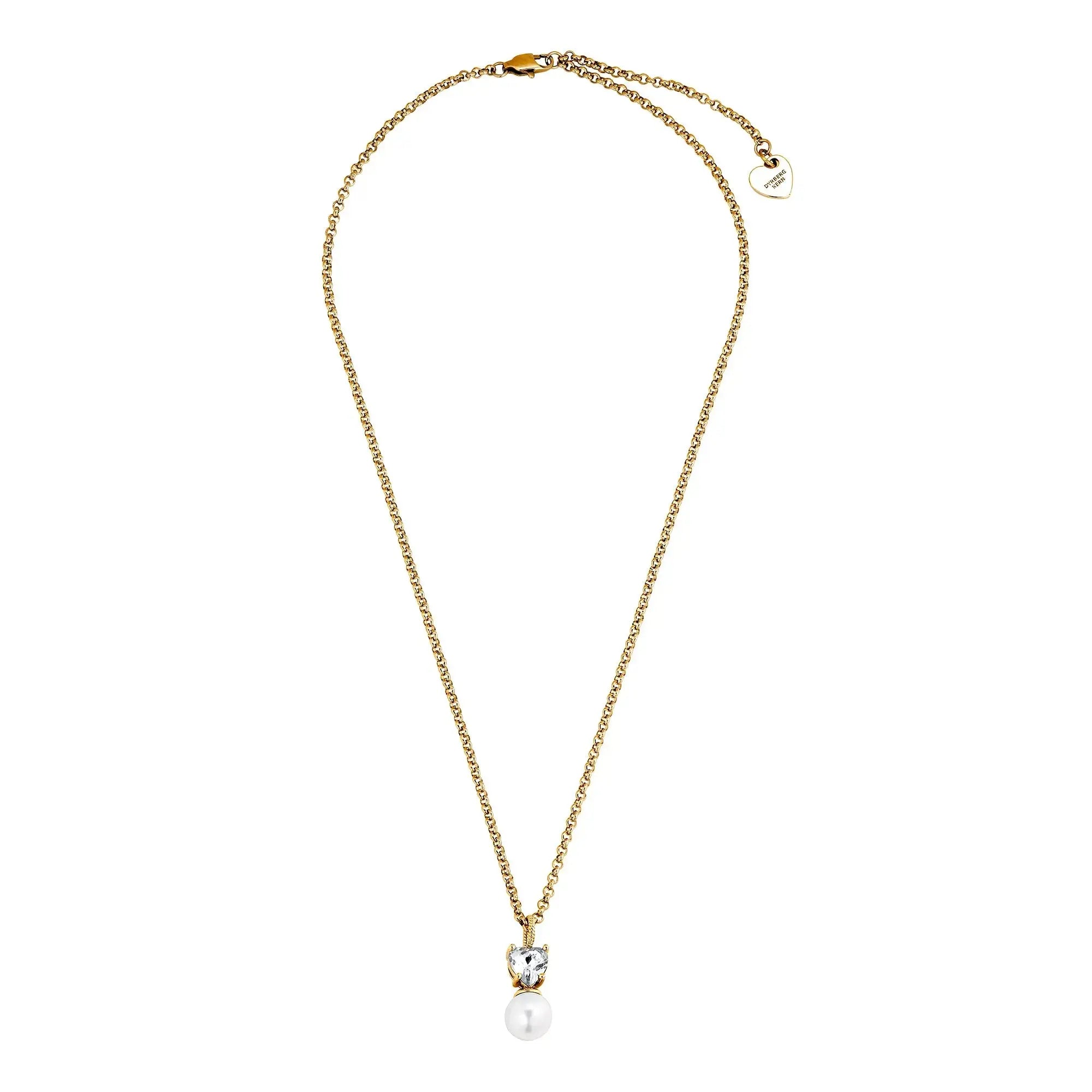 Colume Gold Necklace, Crystal / White Pearl Dyrberg/Kern NZ