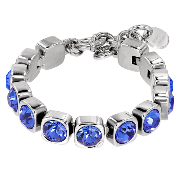 Conian Shiny Silver Tennis Bracelet - Sapphire / Crystal