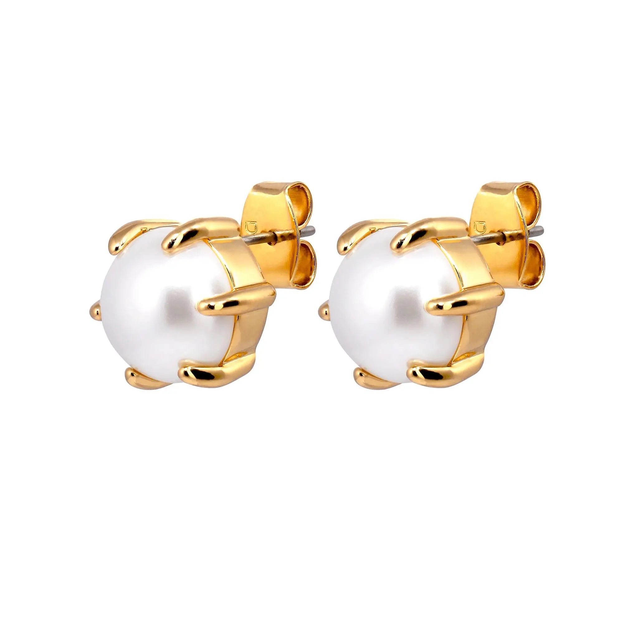 Craze Gold Stud Earrings, White Pearl Dyrberg/Kern NZ