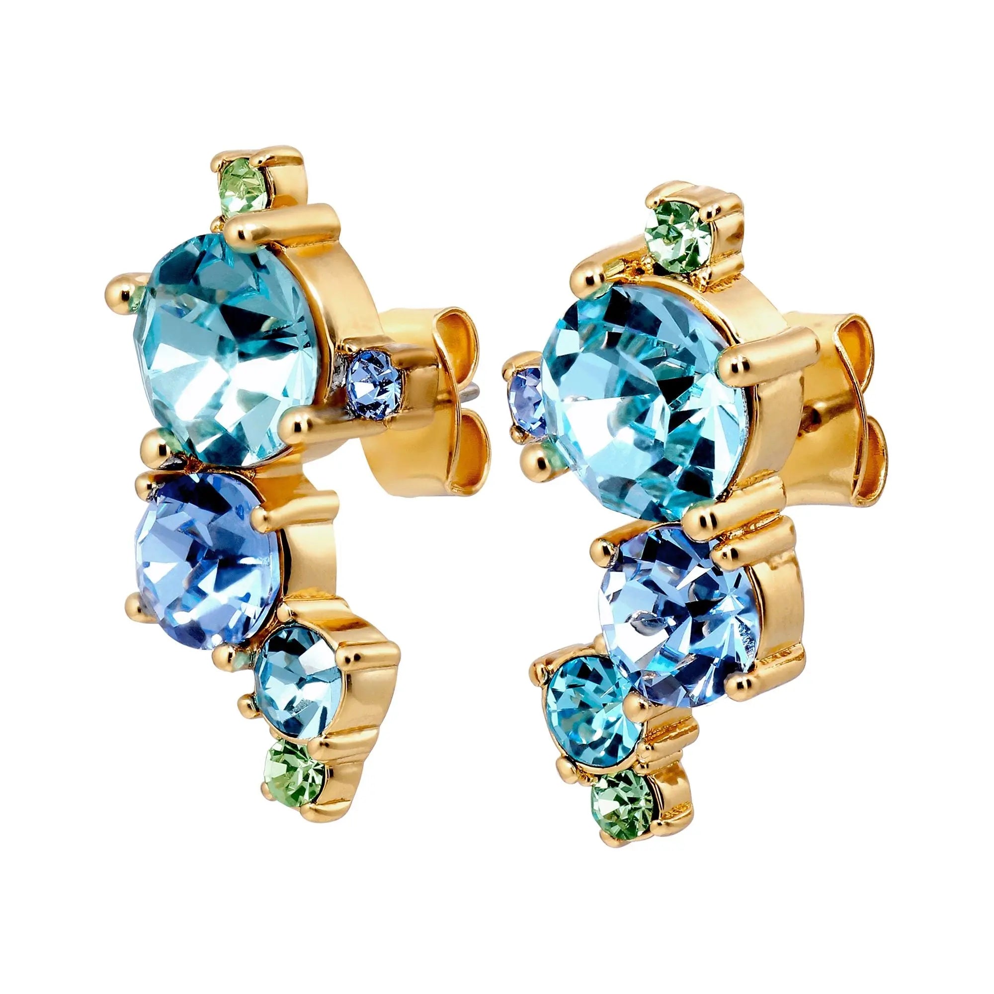 statement earrings with aqua crystals