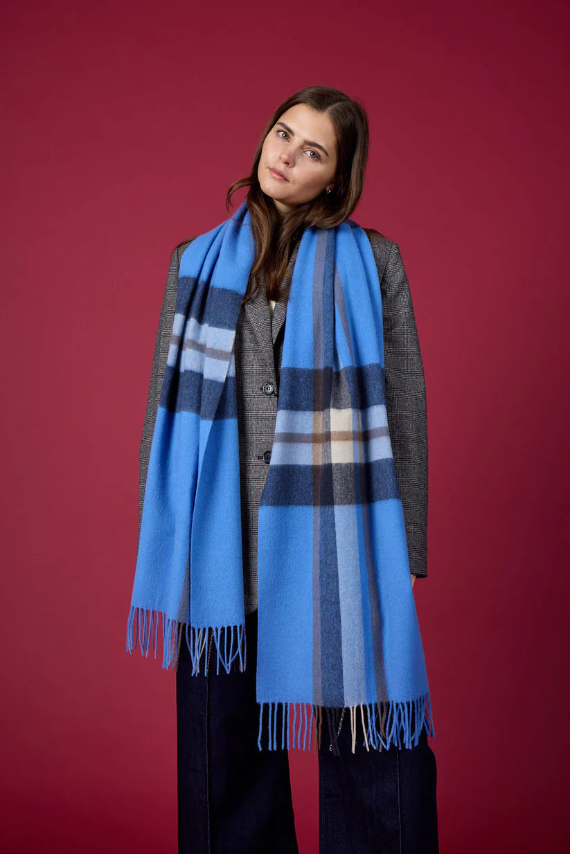 Check It Out Wool Scarf, Soft Blue Bella Ballou NZ