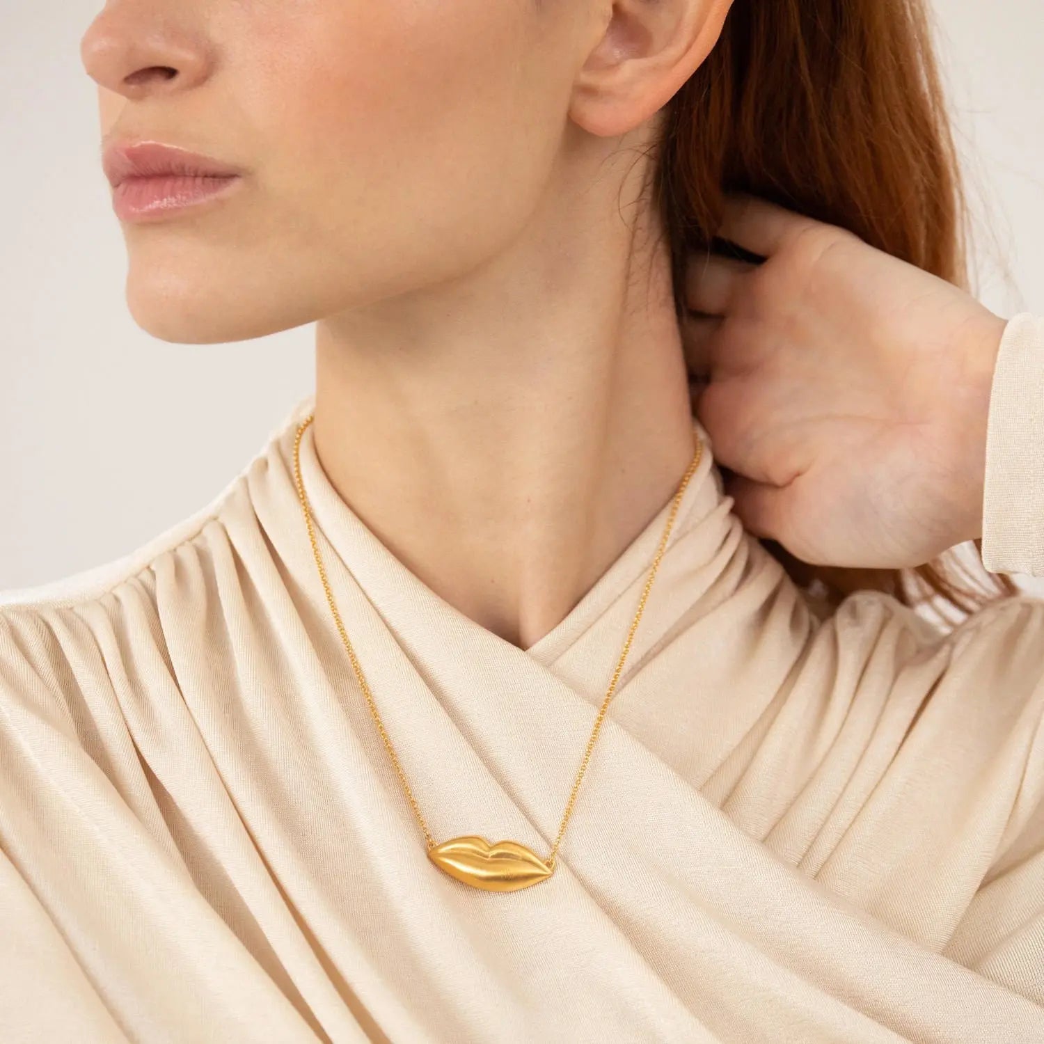 Dali Gold Necklace - Face of Mae West Dyrberg/Kern NZ