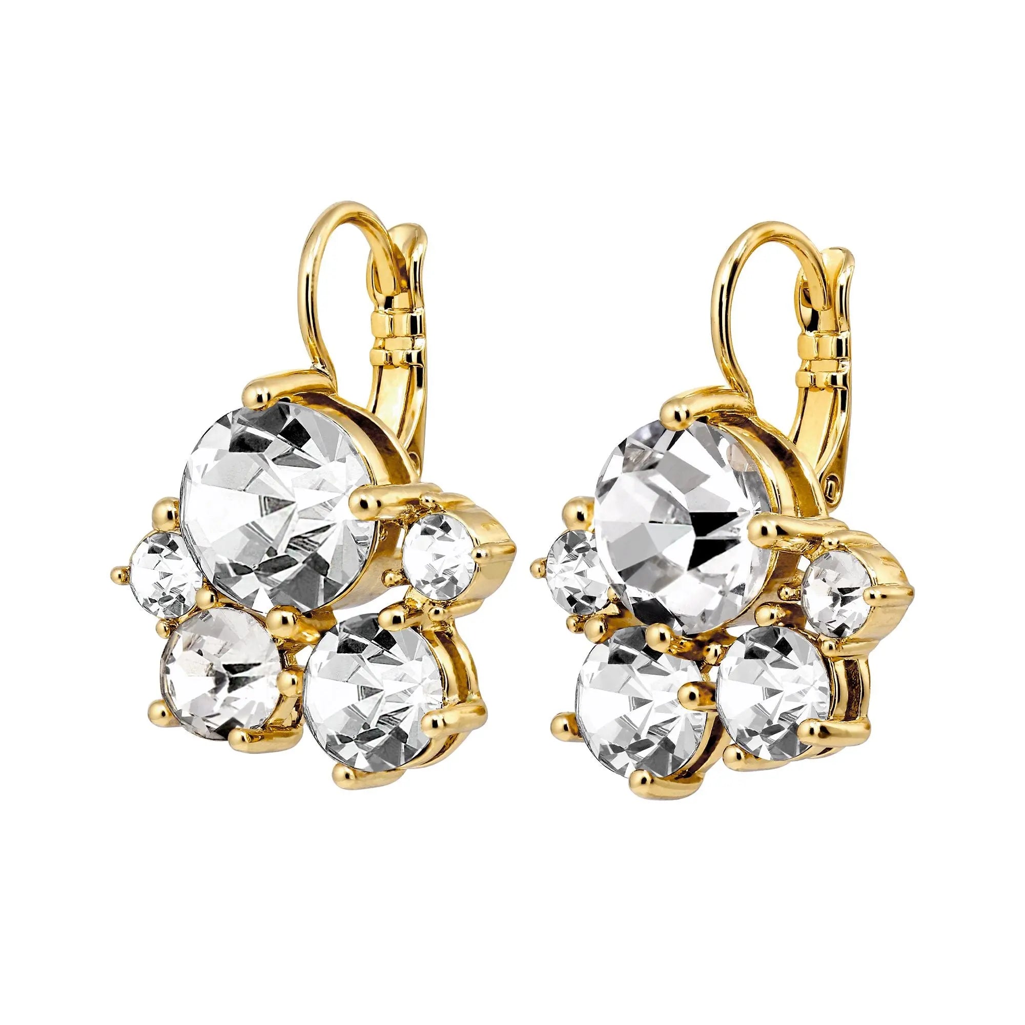 French Hook Earrings with Multiple Clear Crystals