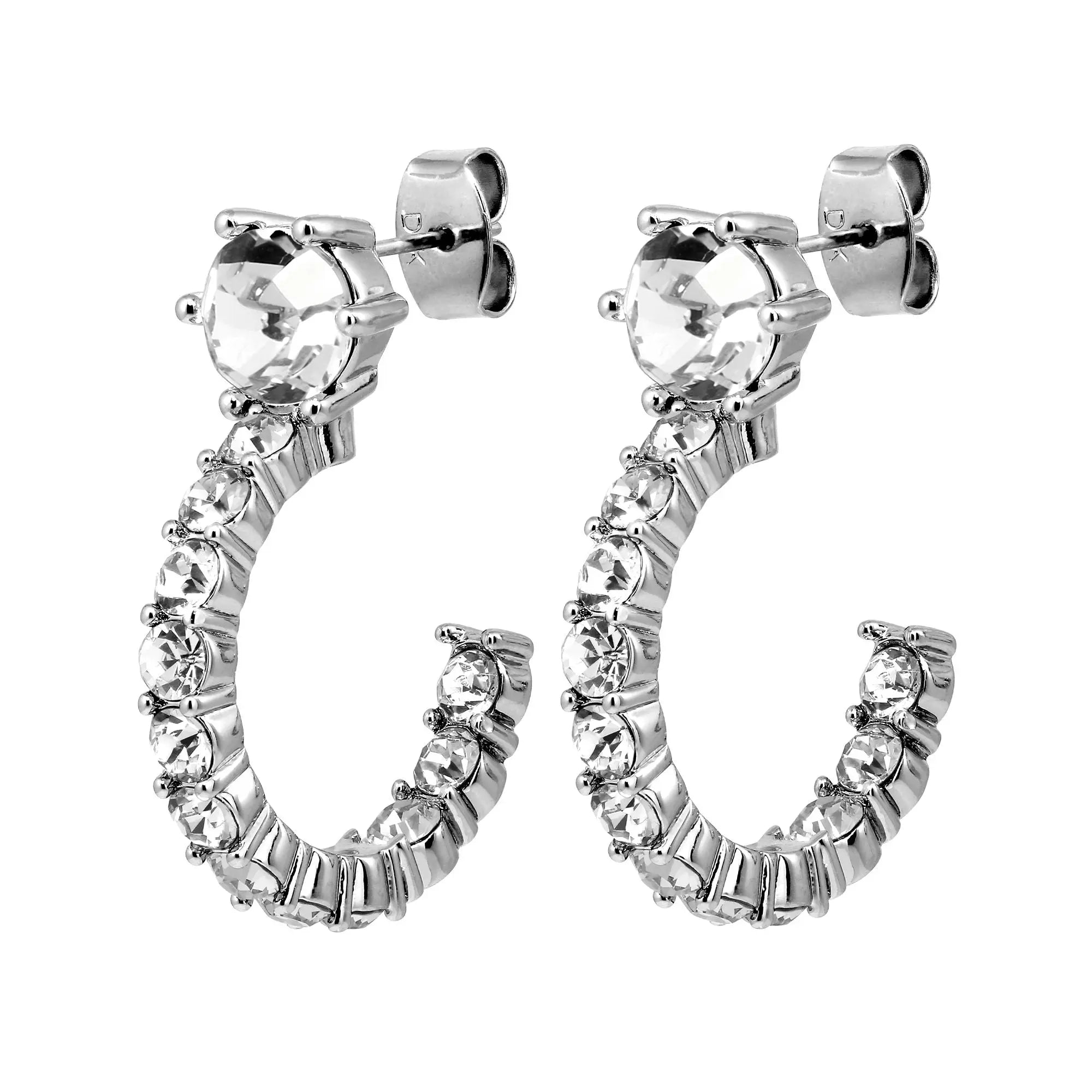 Hoop earrings with pearl and crystals