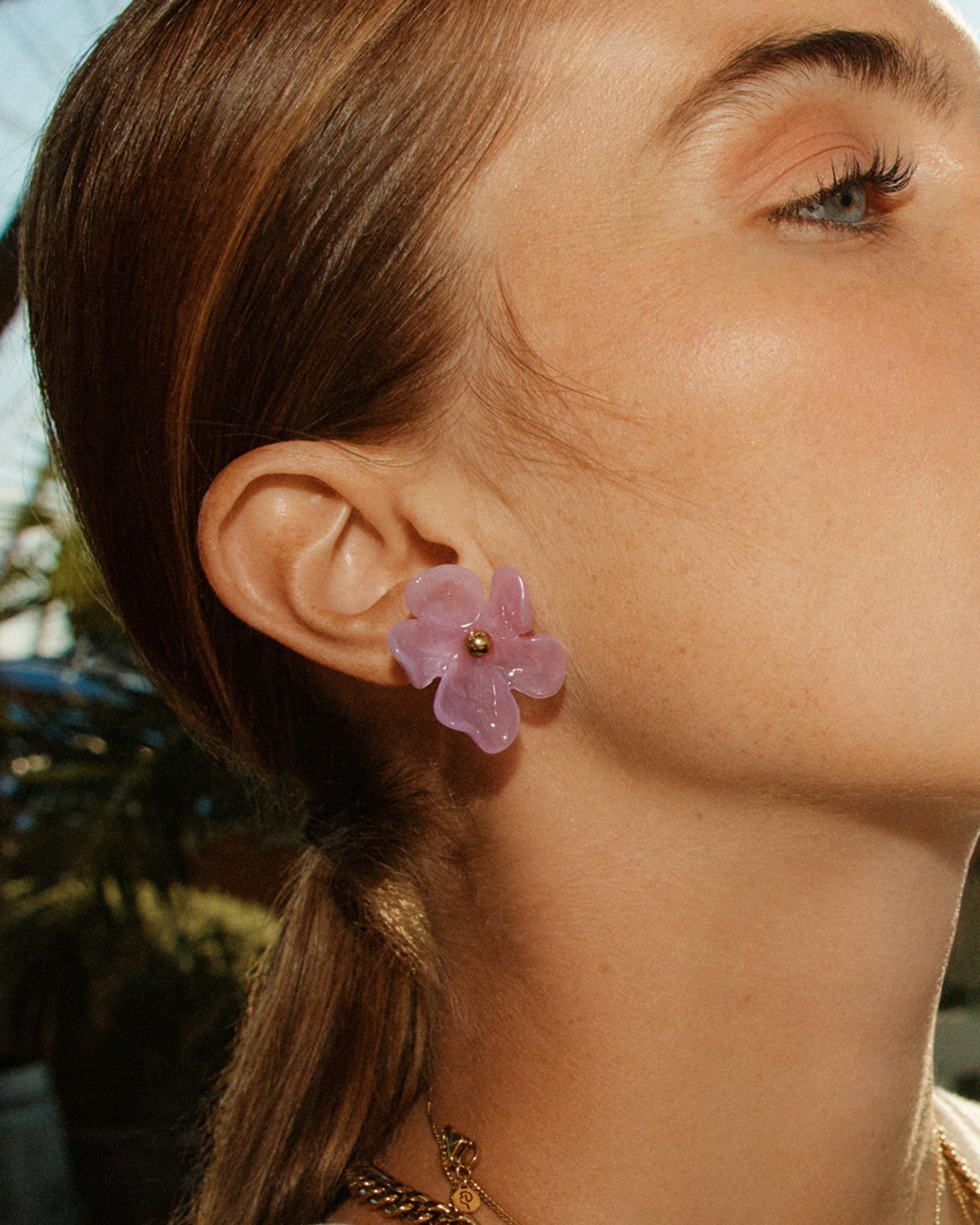 Wildflower Studs Fuchsia Gold EdbladNZ