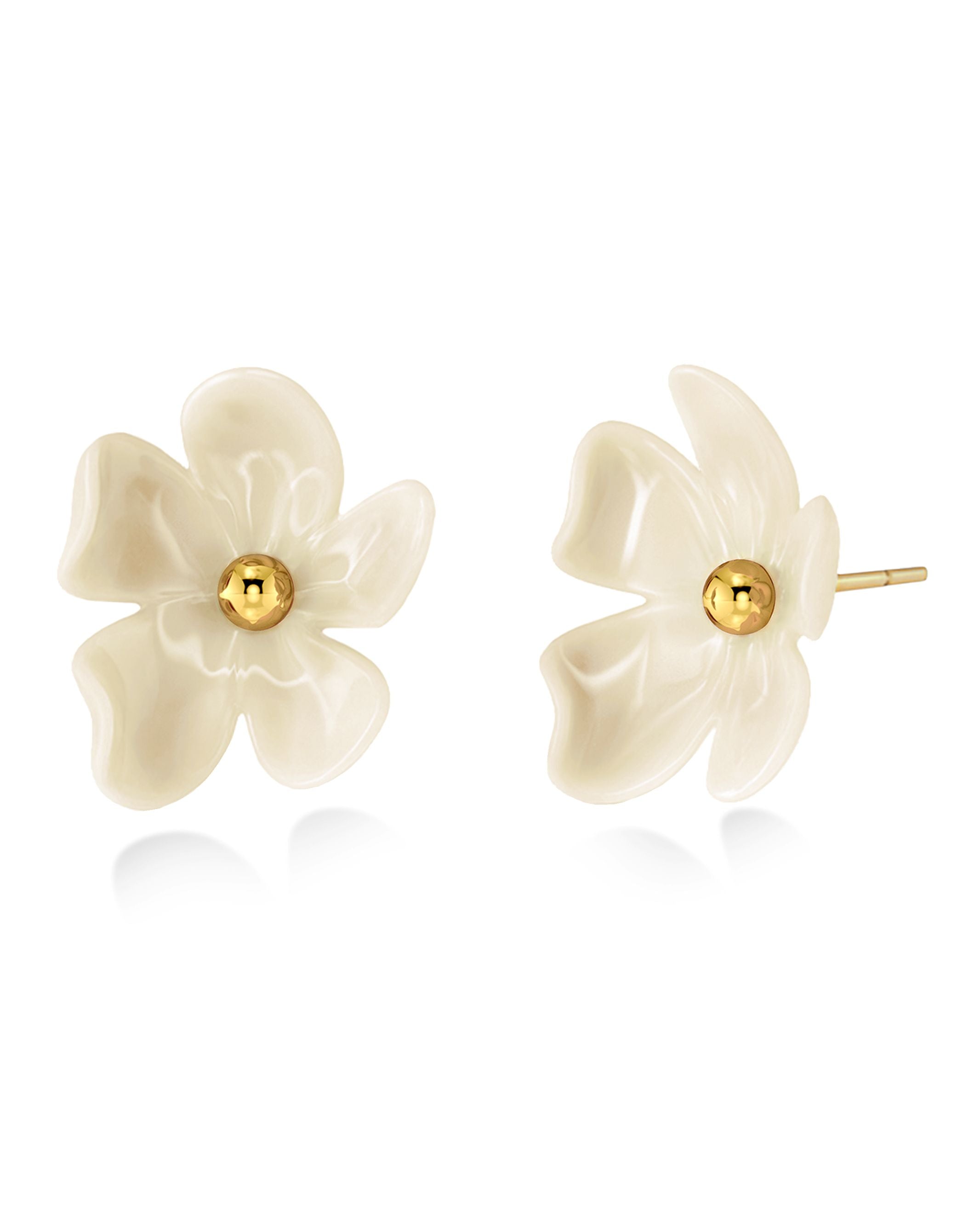 Wildflower Studs Offwhite Gold EdbladNZ