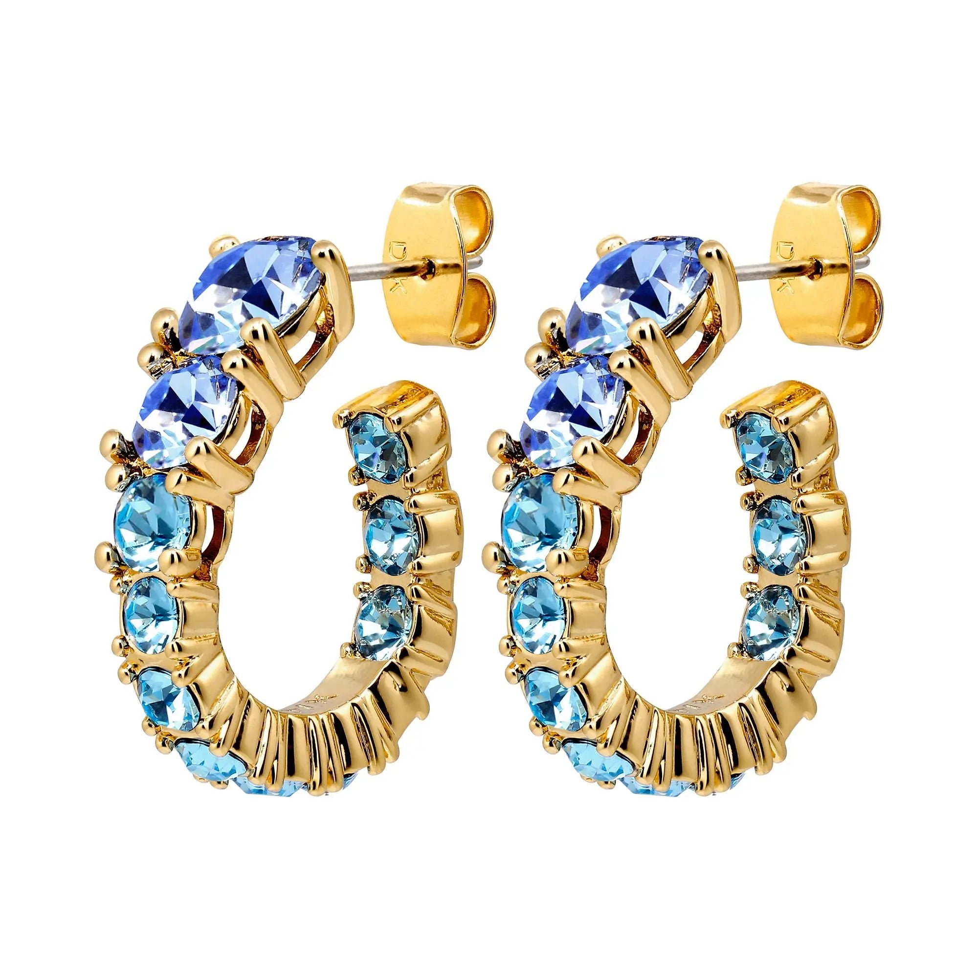 statement hoop earrings with aqua crystals