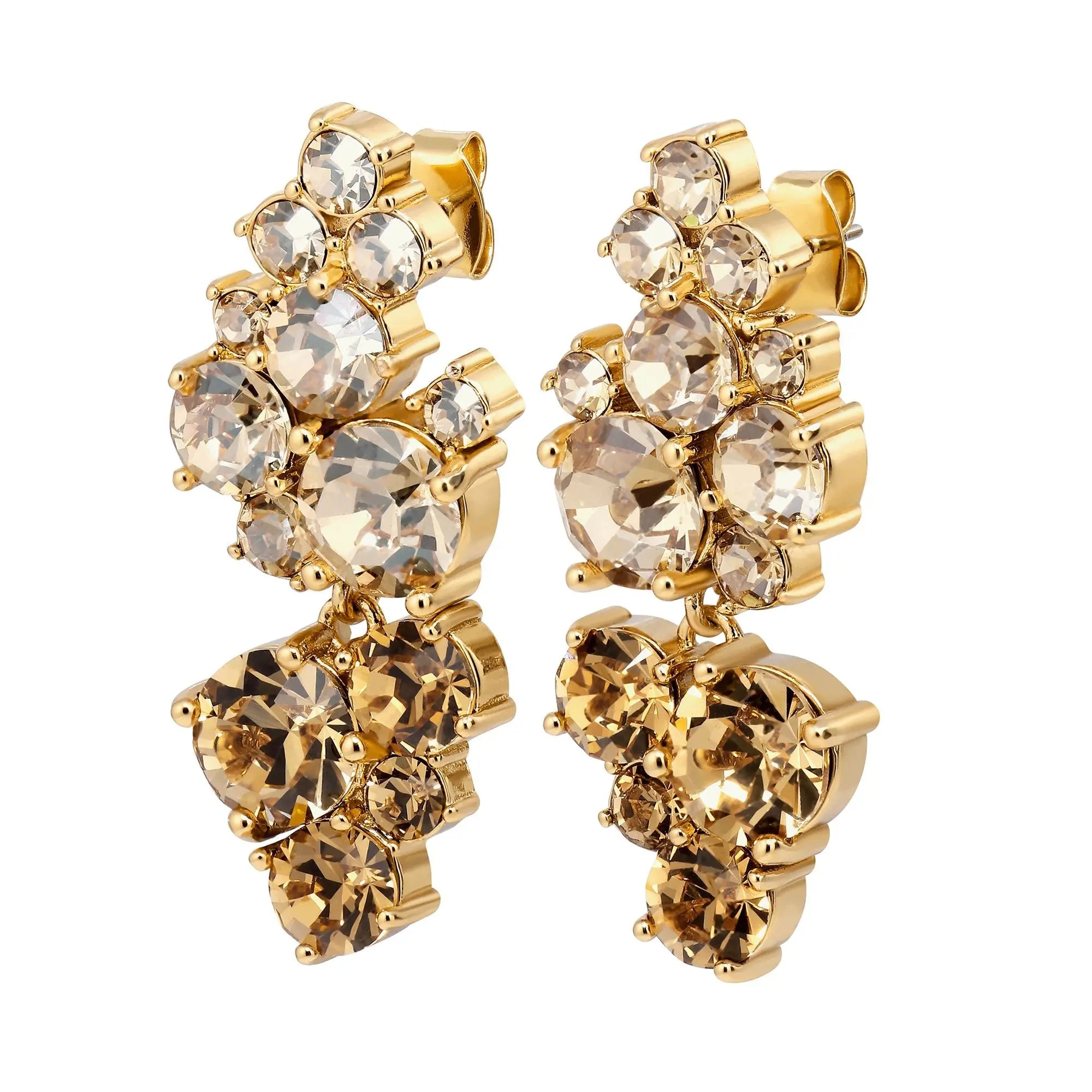 Large statement earrings with multiple cut crystals