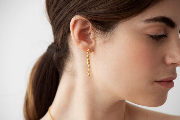Malvasia Gold Earrings Long Single Drop