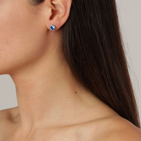 Nobles Shiny Silver Earrings - Light Sapphire