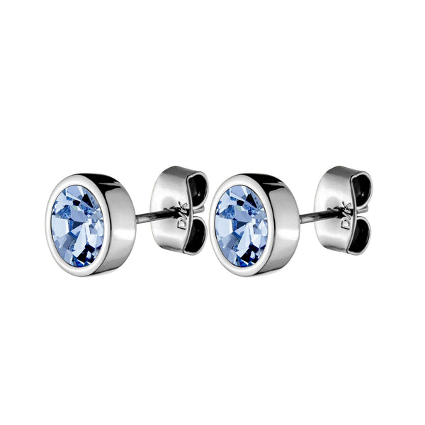 Nobles Shiny Silver Earrings - Light Sapphire