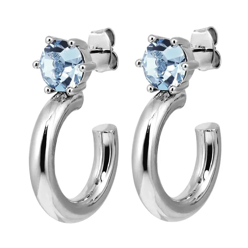 Quinte Shiny Silver Hoop Earrings, Light Blue Dyrberg/Kern NZ