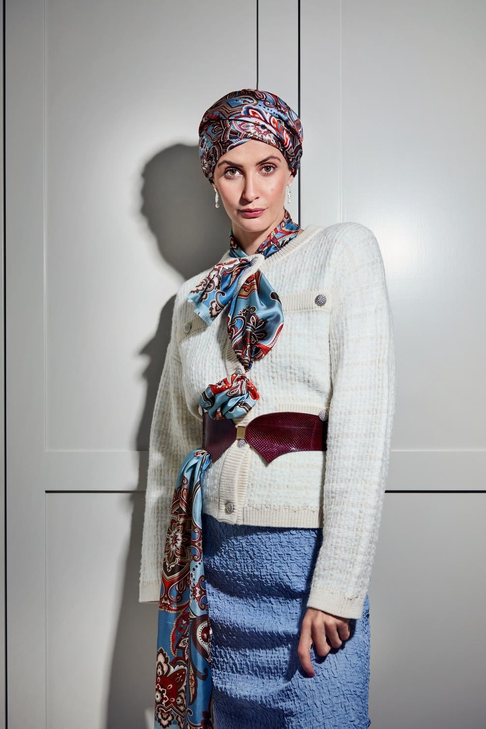 Royal Paisley Silk Scarf, Blue