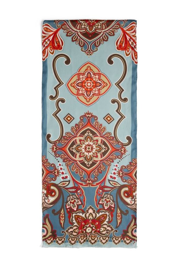 Royal Paisley Silk Scarf, Blue