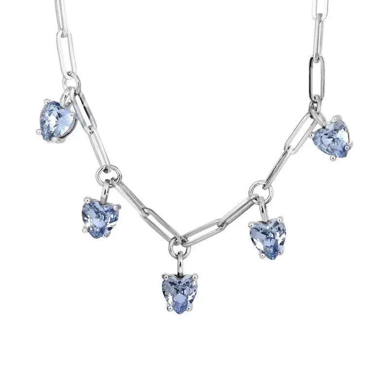 Soul Shiny Silver Chain Necklace, Light Blue Dyrberg/Kern NZ