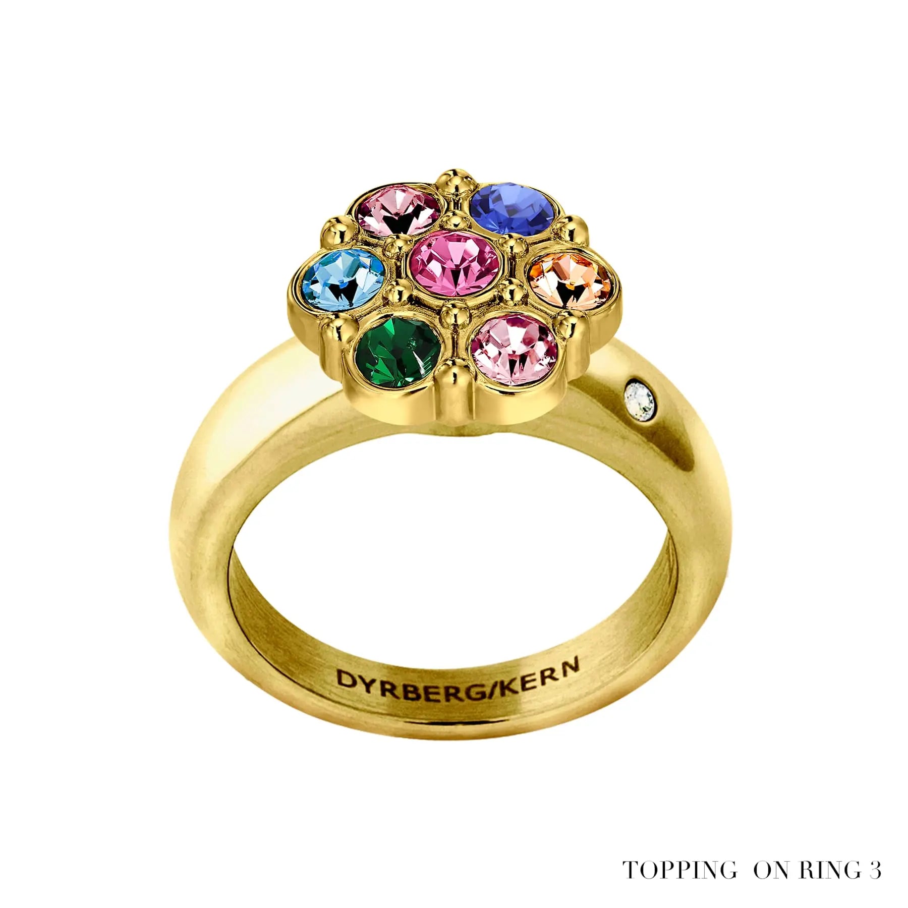 Topper for a compliment ring showing the ring as well