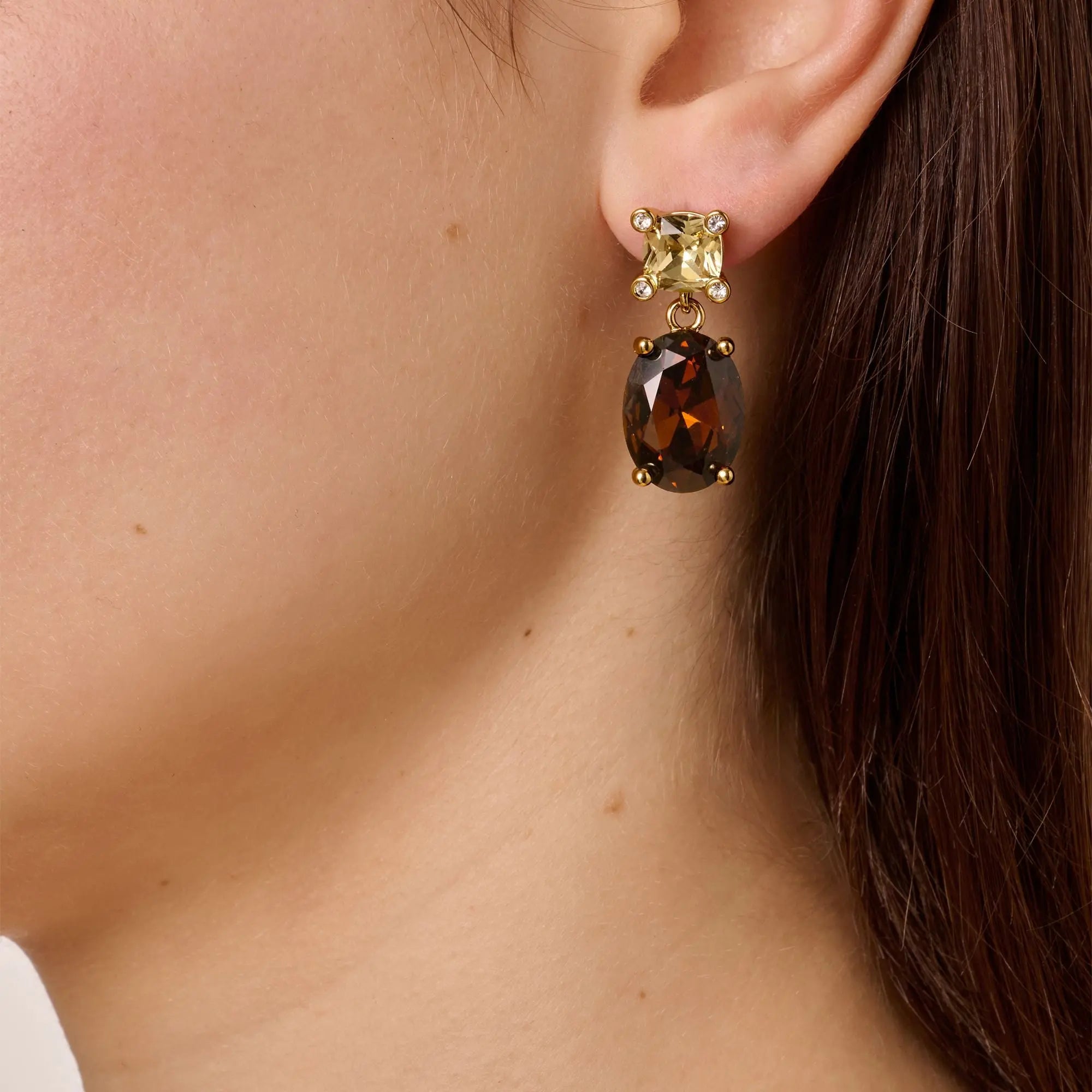 Antonia Gold Earrings - Brown - Dyrberg/Kern NZ