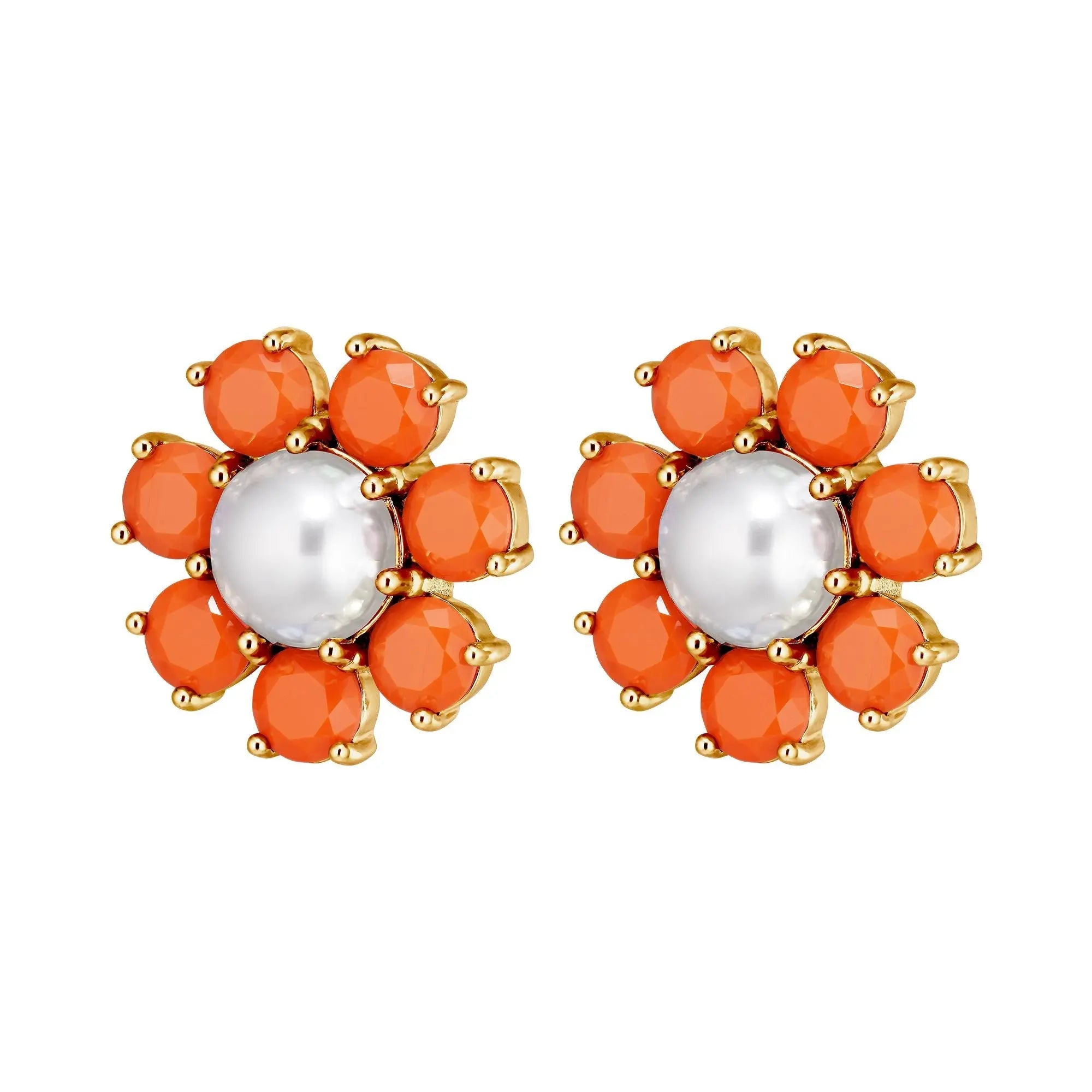Aubra Gold Earrings - Coral / Peach - Dyrberg/Kern NZ