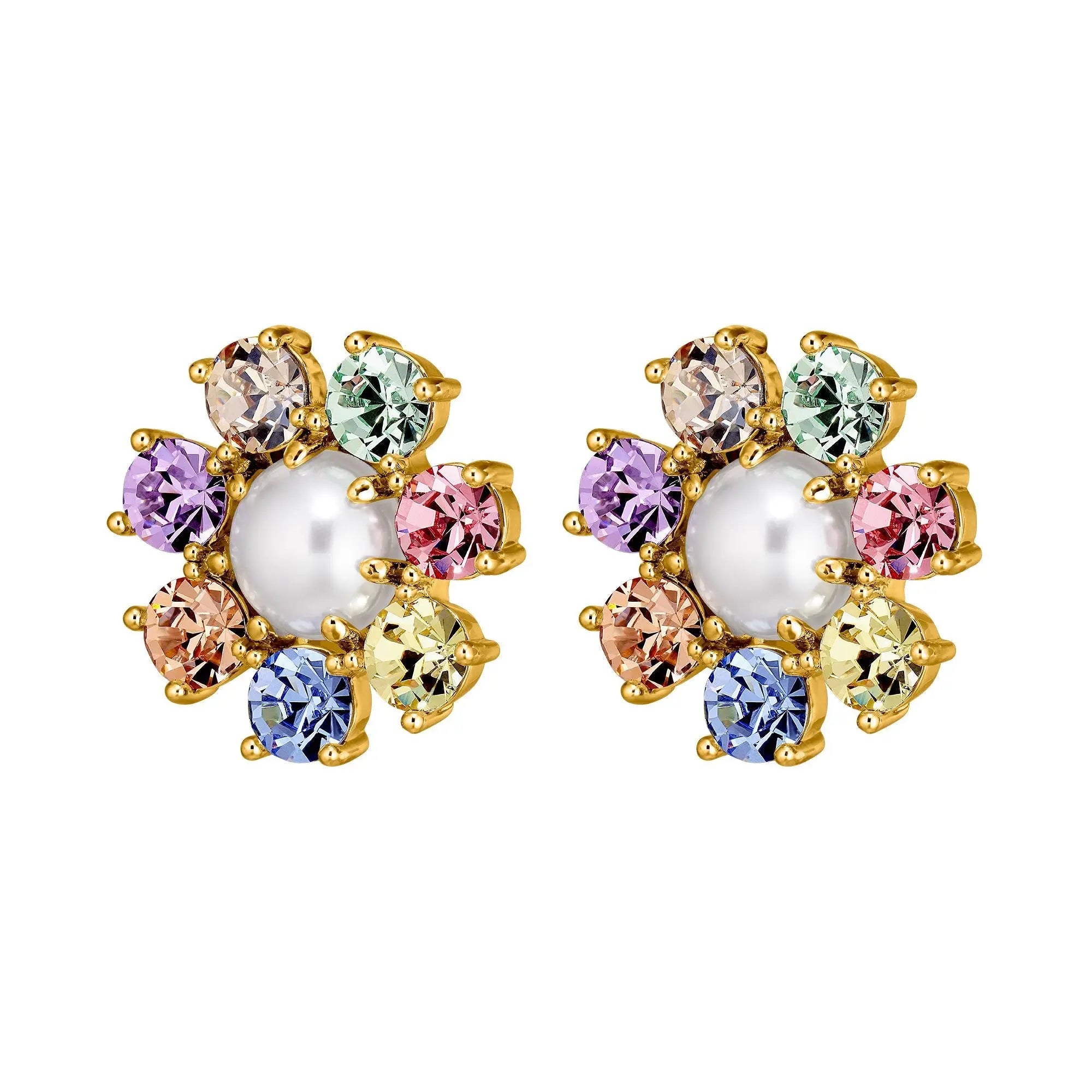 Aubra Gold Earrings - Pastel Multi / White Pearl - Dyrberg/Kern NZ