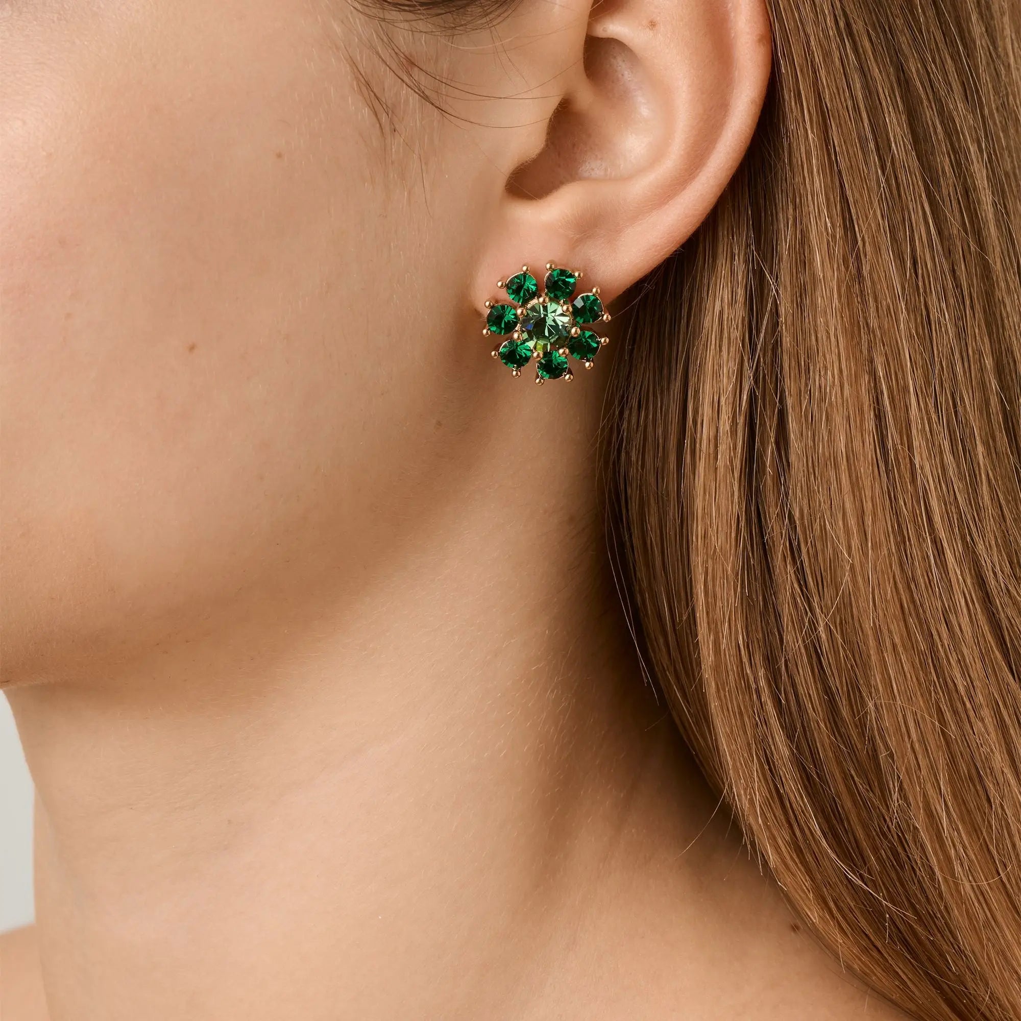 Aude Gold Earrings - Emerald Green - Dyrberg/Kern NZ
