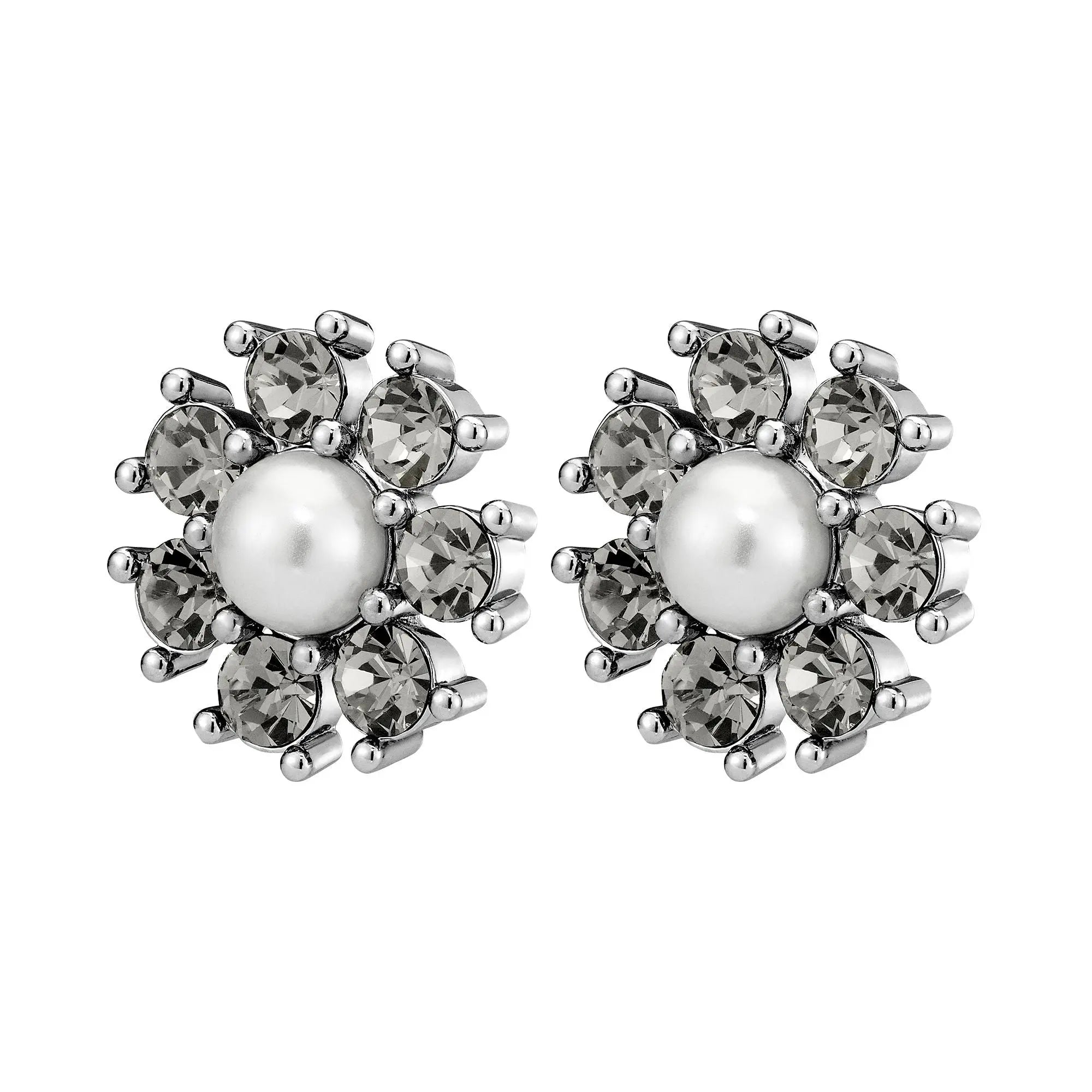 Aude Shiny Silver Earrings - Grey / White Pearl - Dyrberg/Kern NZ
