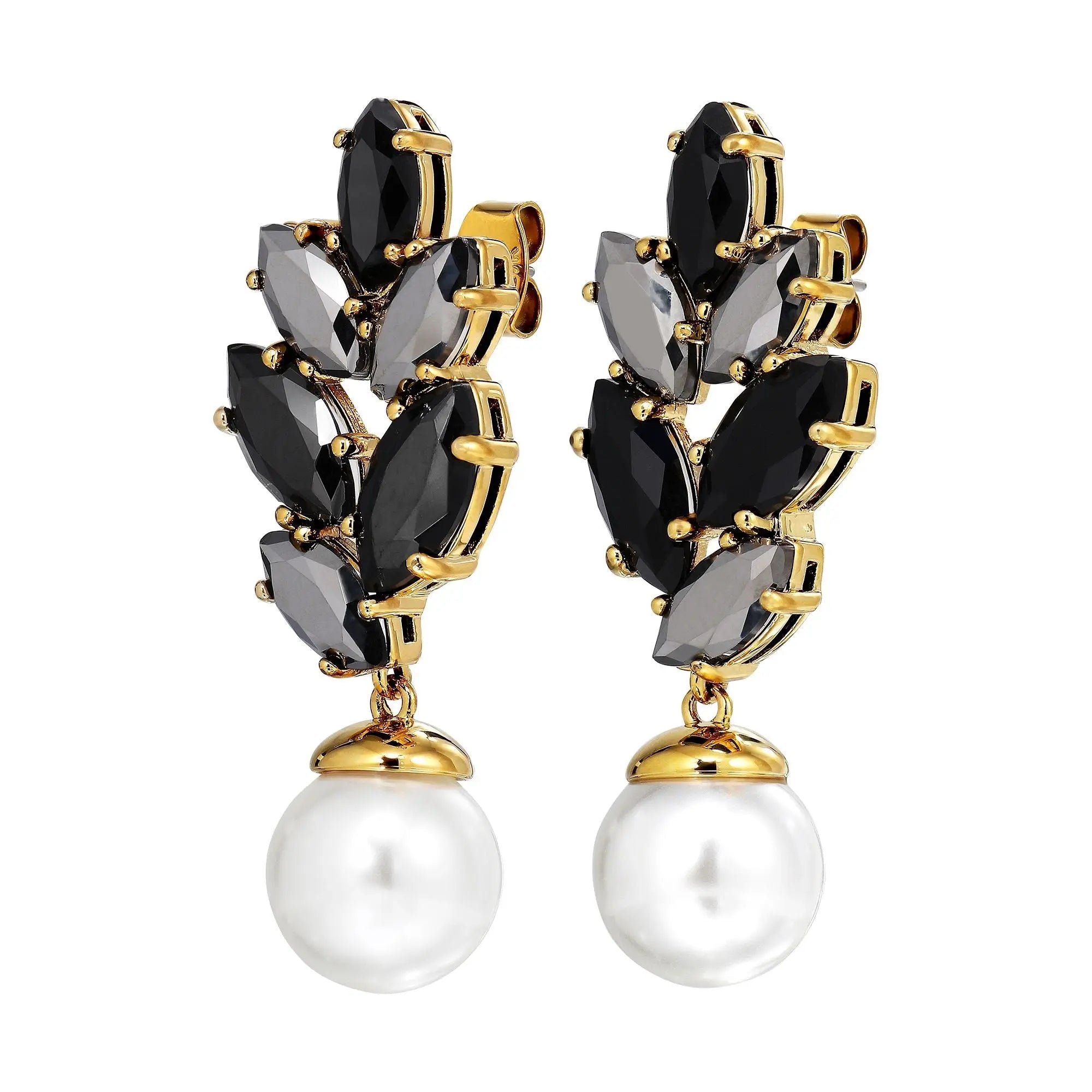 Balete Gold Earrings - Black / White Pearl - Dyrberg/Kern NZ