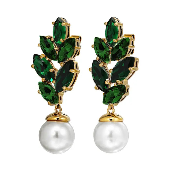 Balete Gold Earrings - Green / White Pearl - Dyrberg/Kern NZ