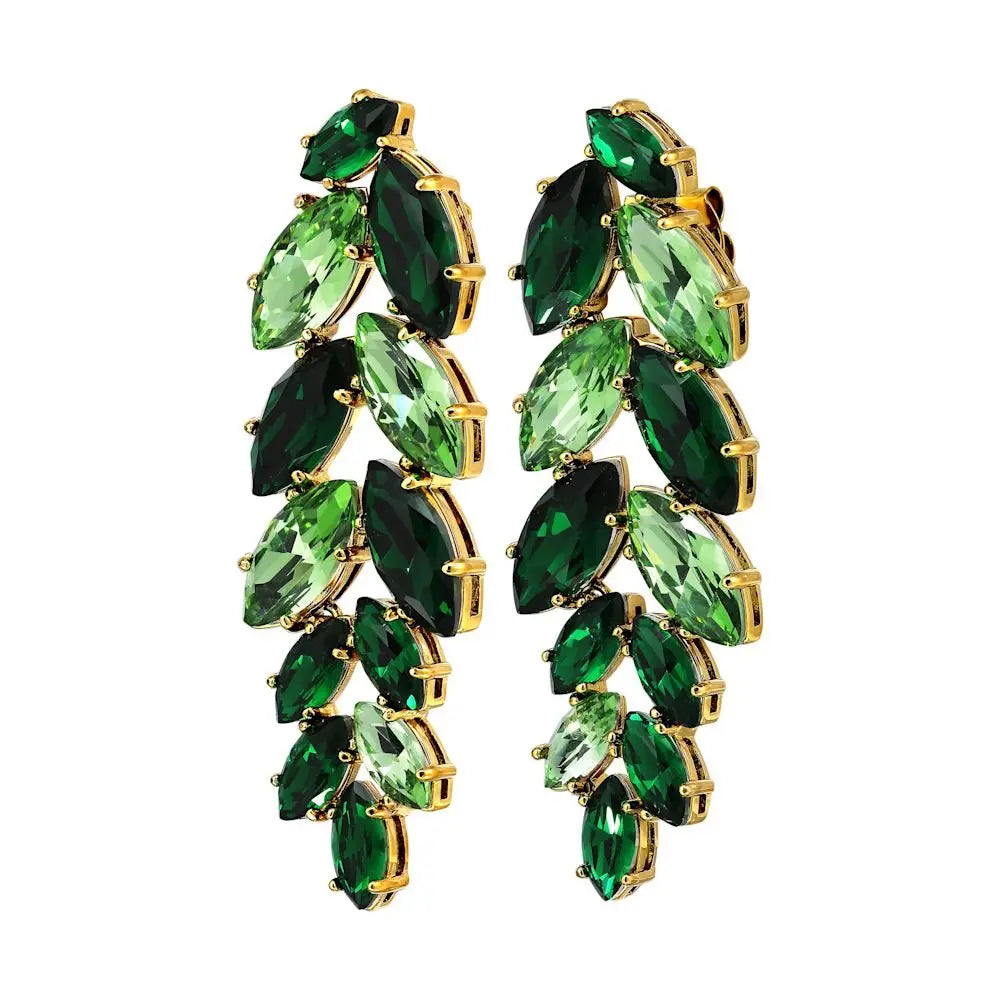 Banyan Gold Earrings - Emerald Green - Dyrberg/Kern NZ