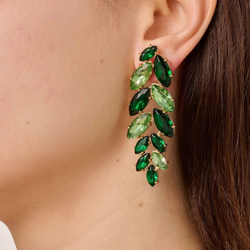 Banyan Gold Earrings - Emerald Green - Dyrberg/Kern NZ