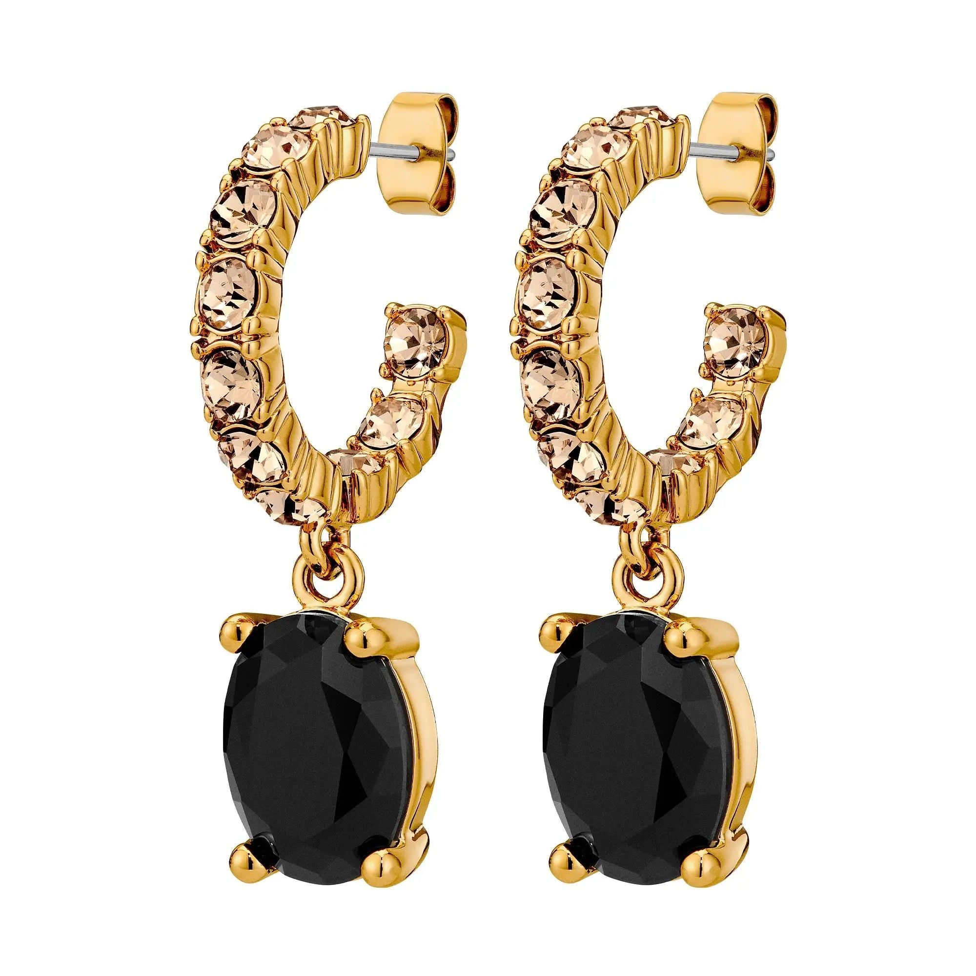 Barbara Gold Earrings - Black / Golden - Dyrberg/Kern NZ