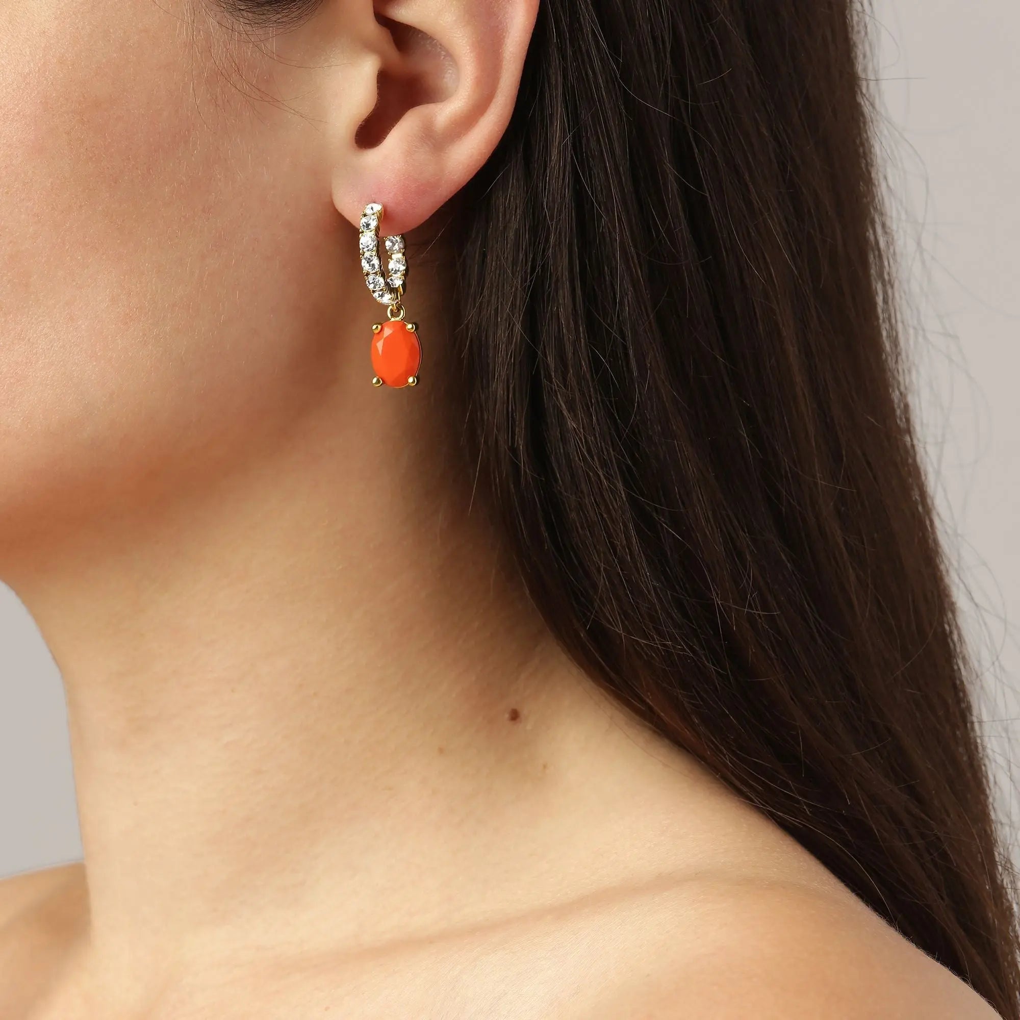 Barbara Gold Earrings - Coral - Dyrberg/Kern NZ