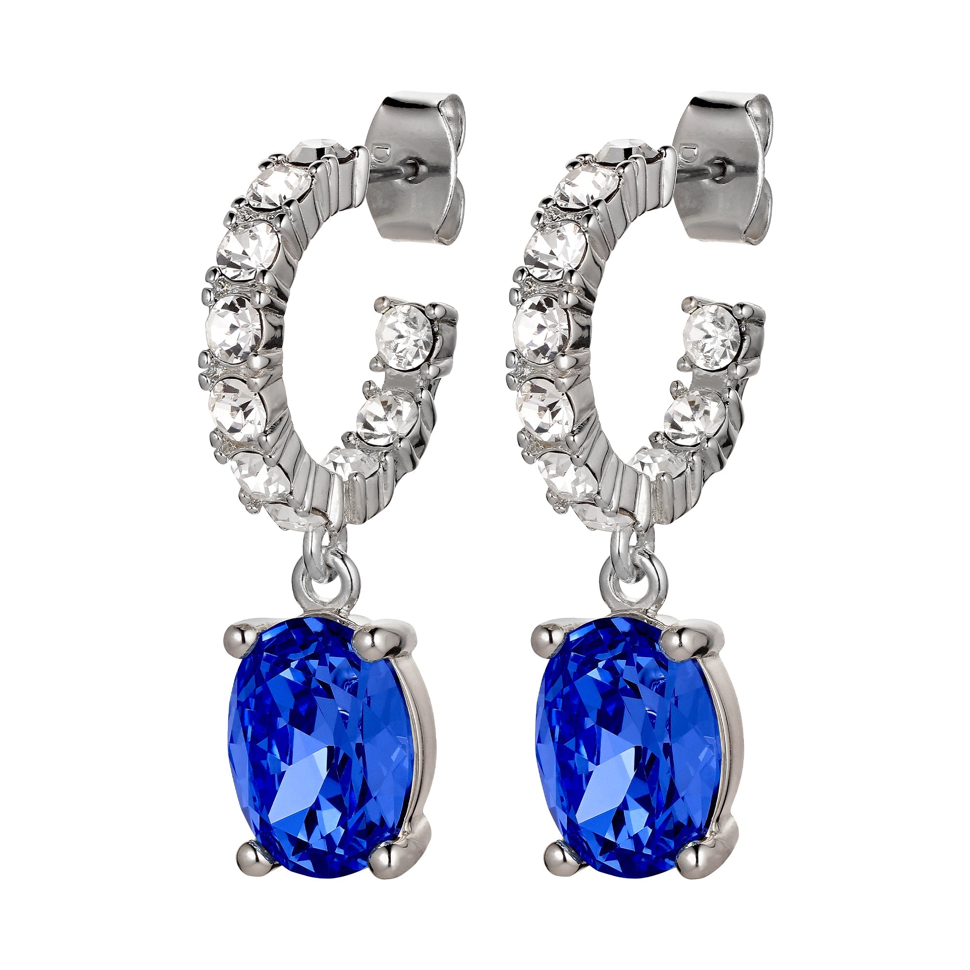 Barbara Shiny Silver Earrings - Sapphire - Dyrberg/Kern NZ