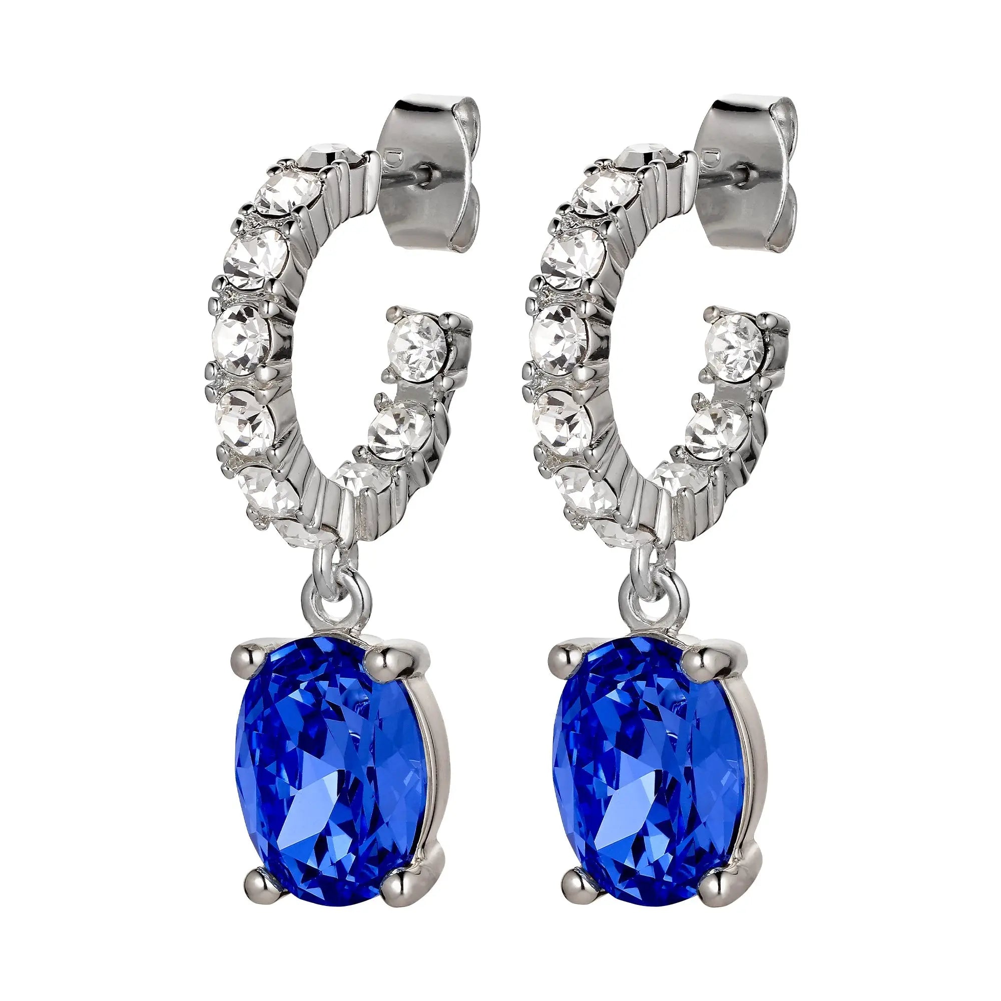 Barbara Shiny Silver Earrings - Sapphire - Dyrberg/Kern NZ