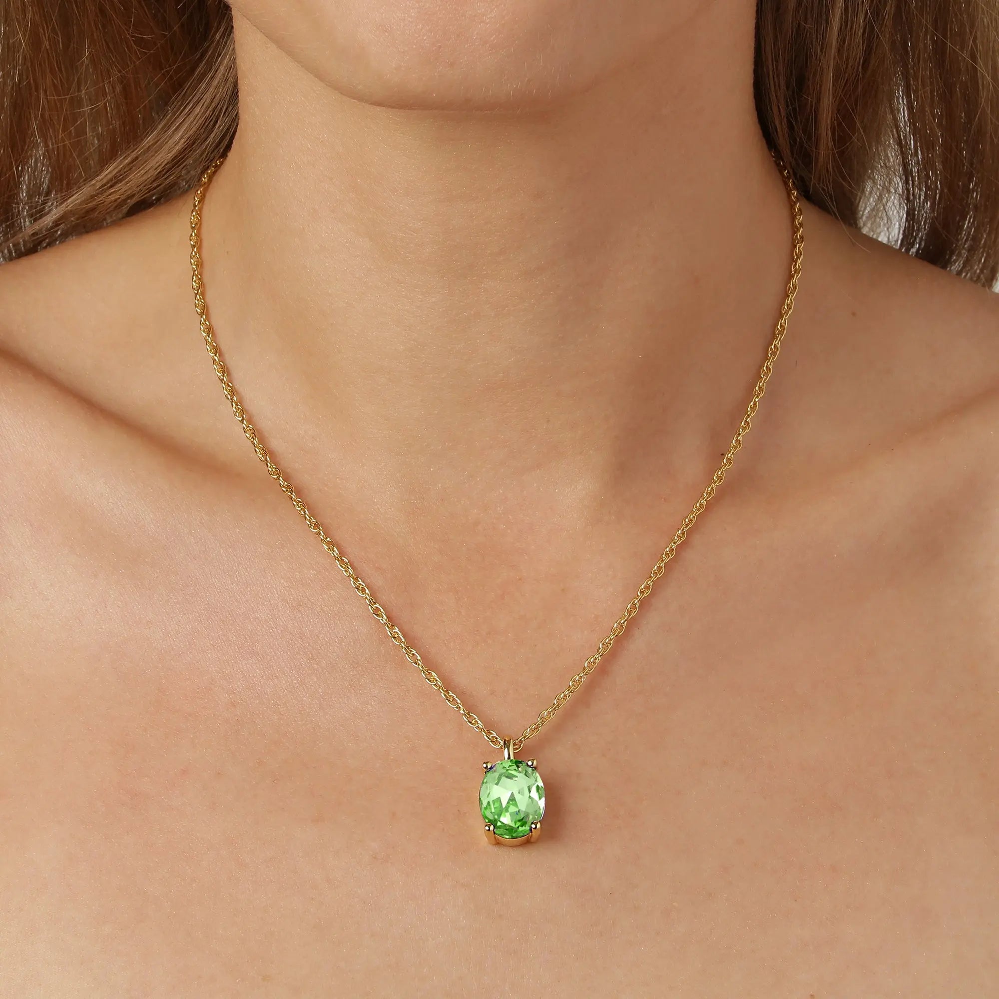 Barga Gold Necklace - Light Green - Dyrberg/Kern NZ