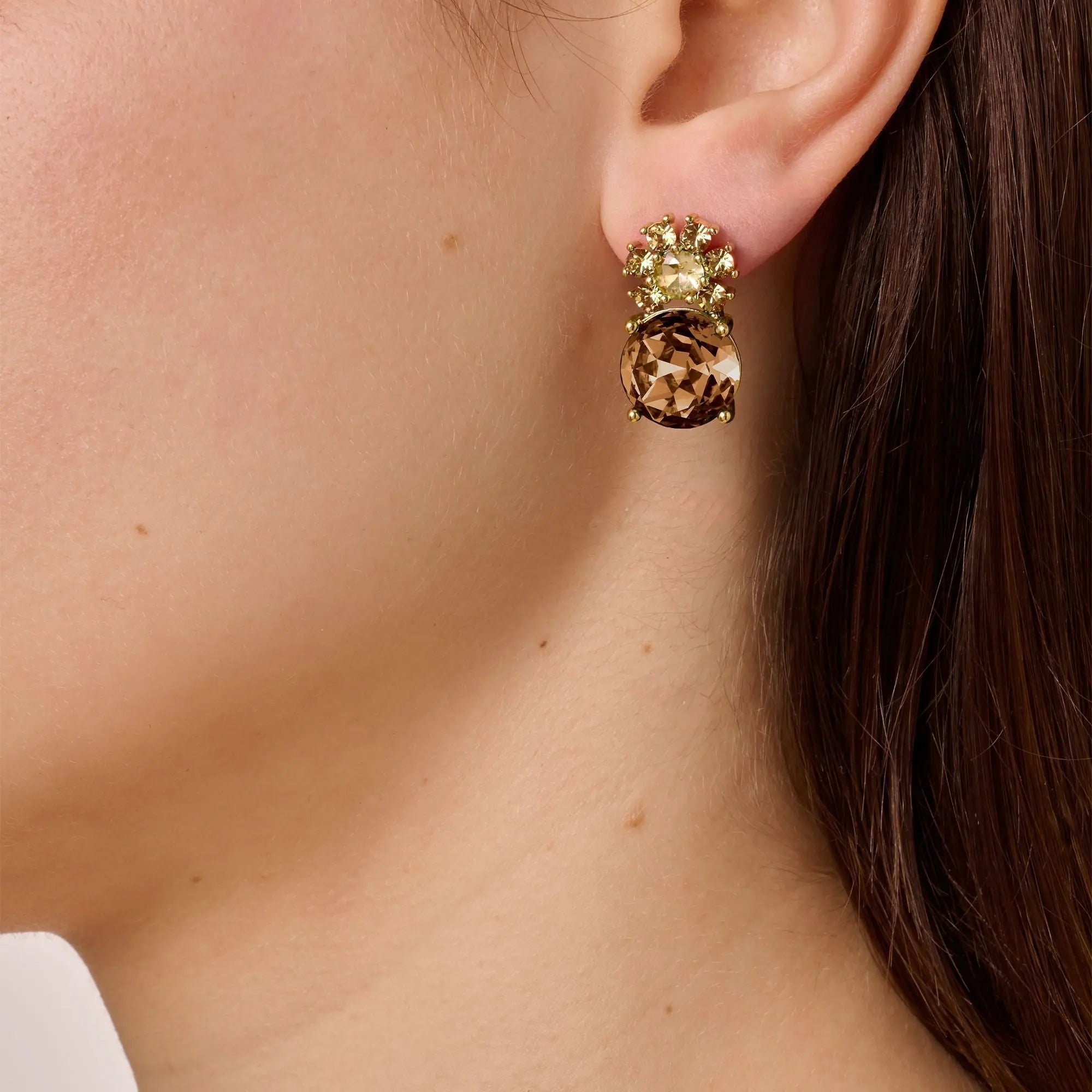 Beckia Gold Earrings - Brown / Golden - Dyrberg/Kern NZ